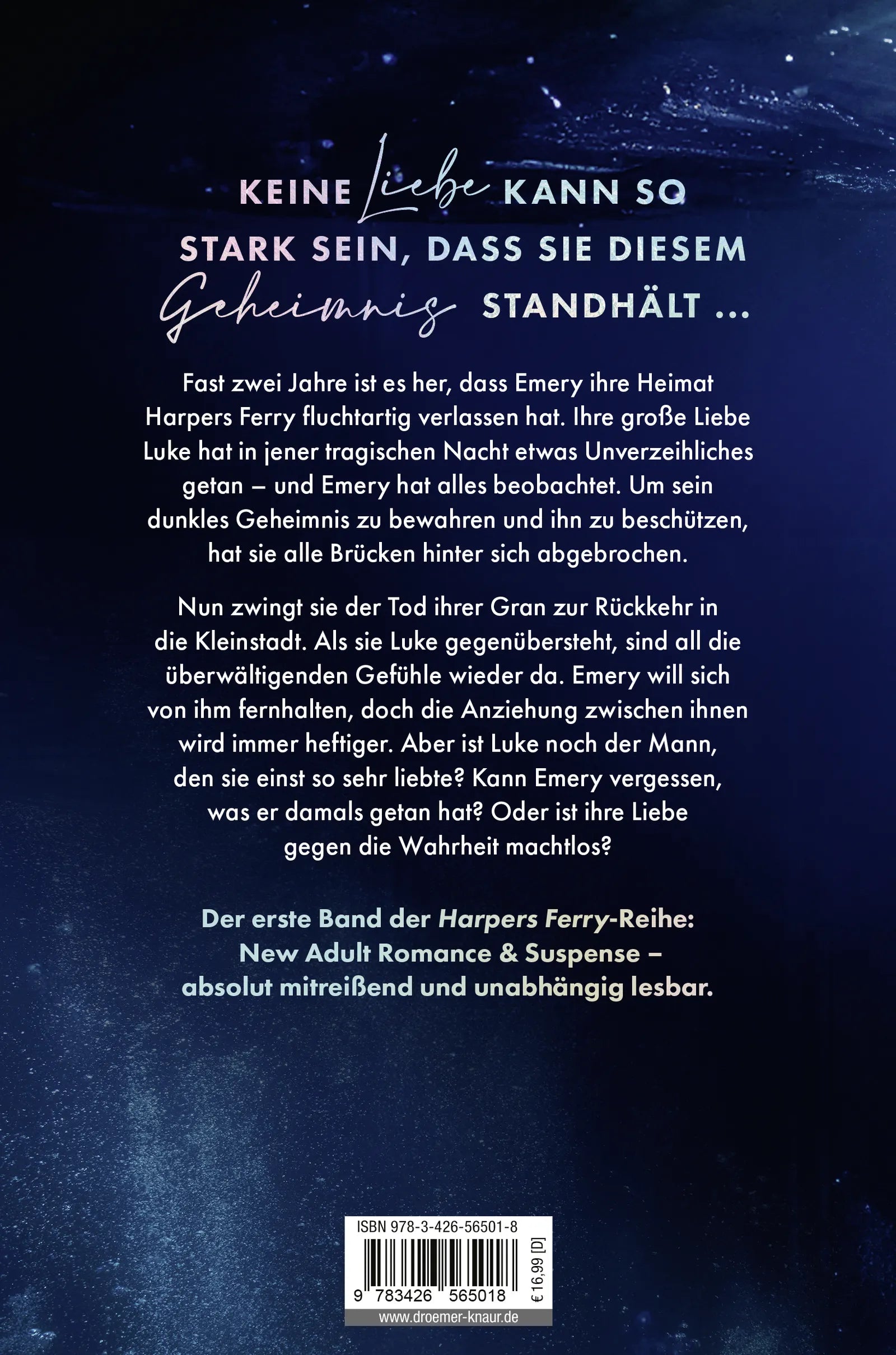 Buchrückseite von 'Harpers Ferry. Lose Me Once' mit Klappentext - Paperback