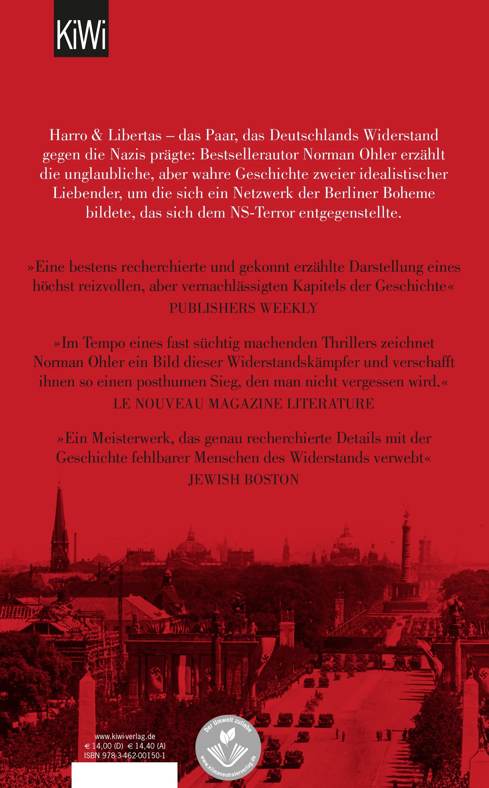 Buchrückseite von 'Harro und Libertas' mit Klappentext - Taschenbuch