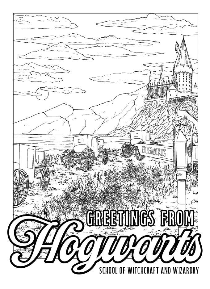 Harry Potter 20 Ausmal-Postkarten: Greetings from Hogwarts, Hogsmeade, and beyond! – Ansicht