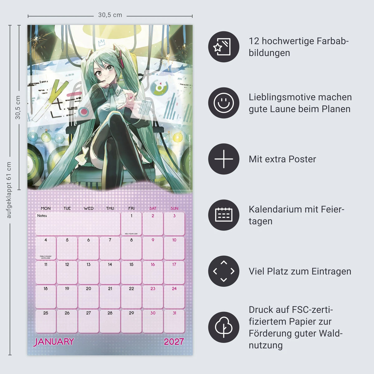 Hatsune Miku Broschurkalender 2027 – Ansicht