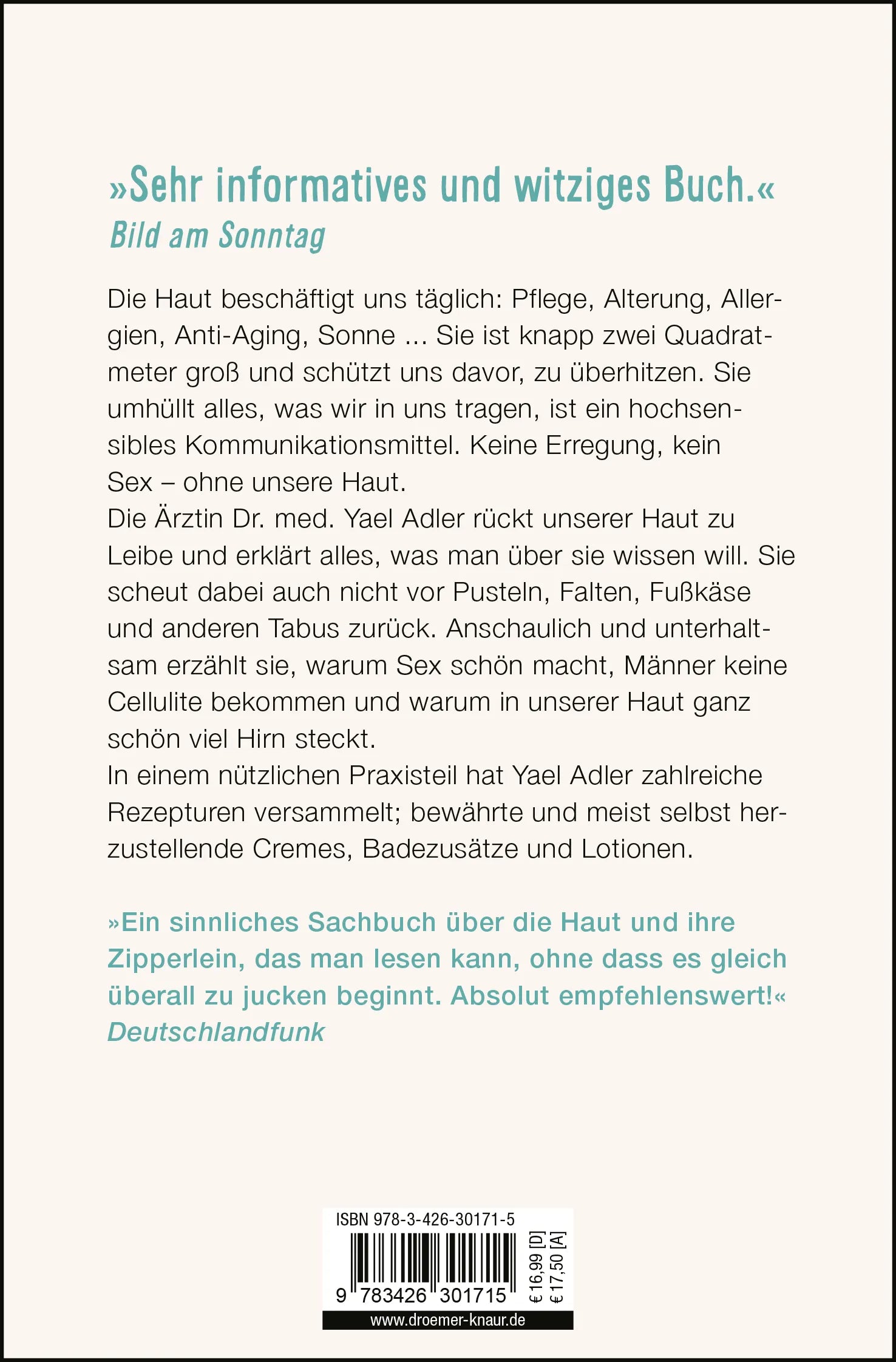 Buchrückseite von 'Haut nah' mit Klappentext - Taschenbuch
