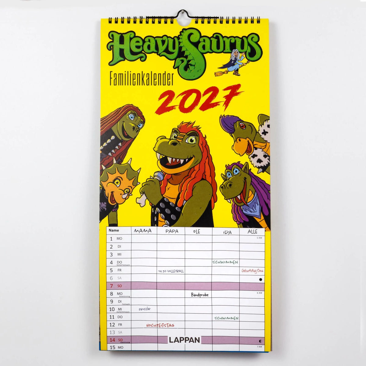 HeavySaurus Familienkalender 2027 – Ansicht