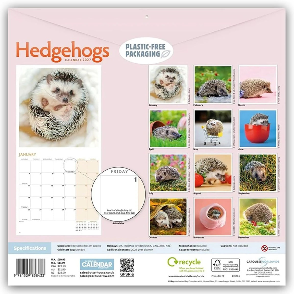 Hedgehogs – Igel 2027 – Wand-Kalender – Ansicht