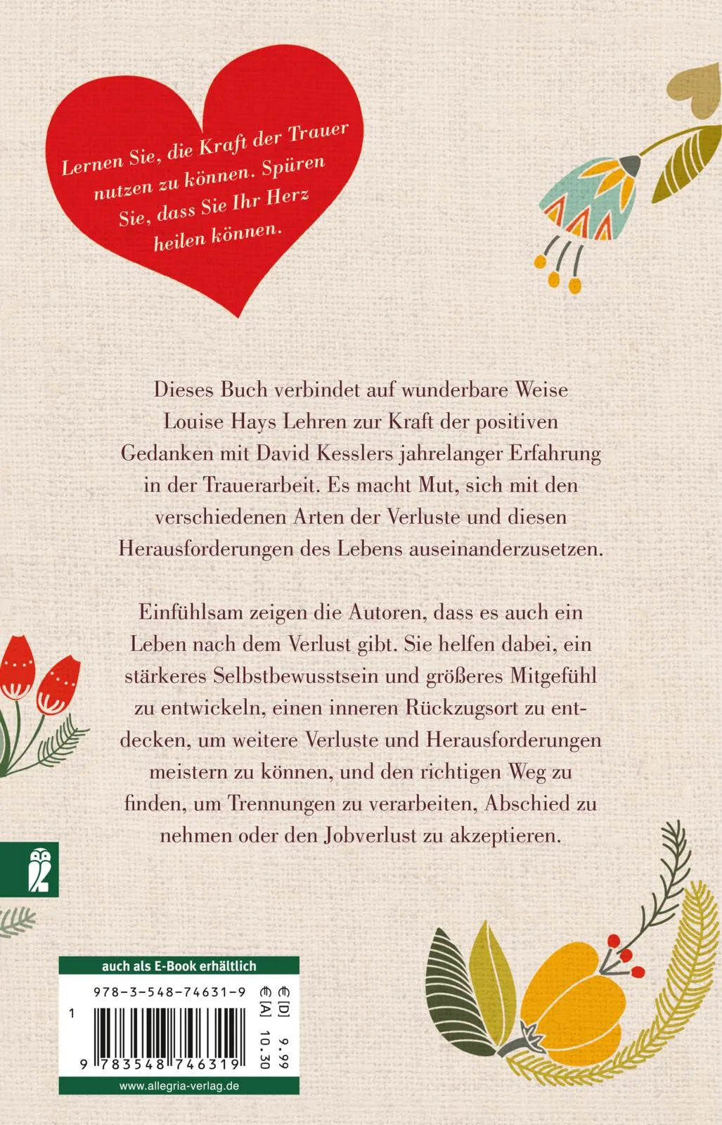 Buchrückseite von 'Heile dein Herz' mit Klappentext - Taschenbuch