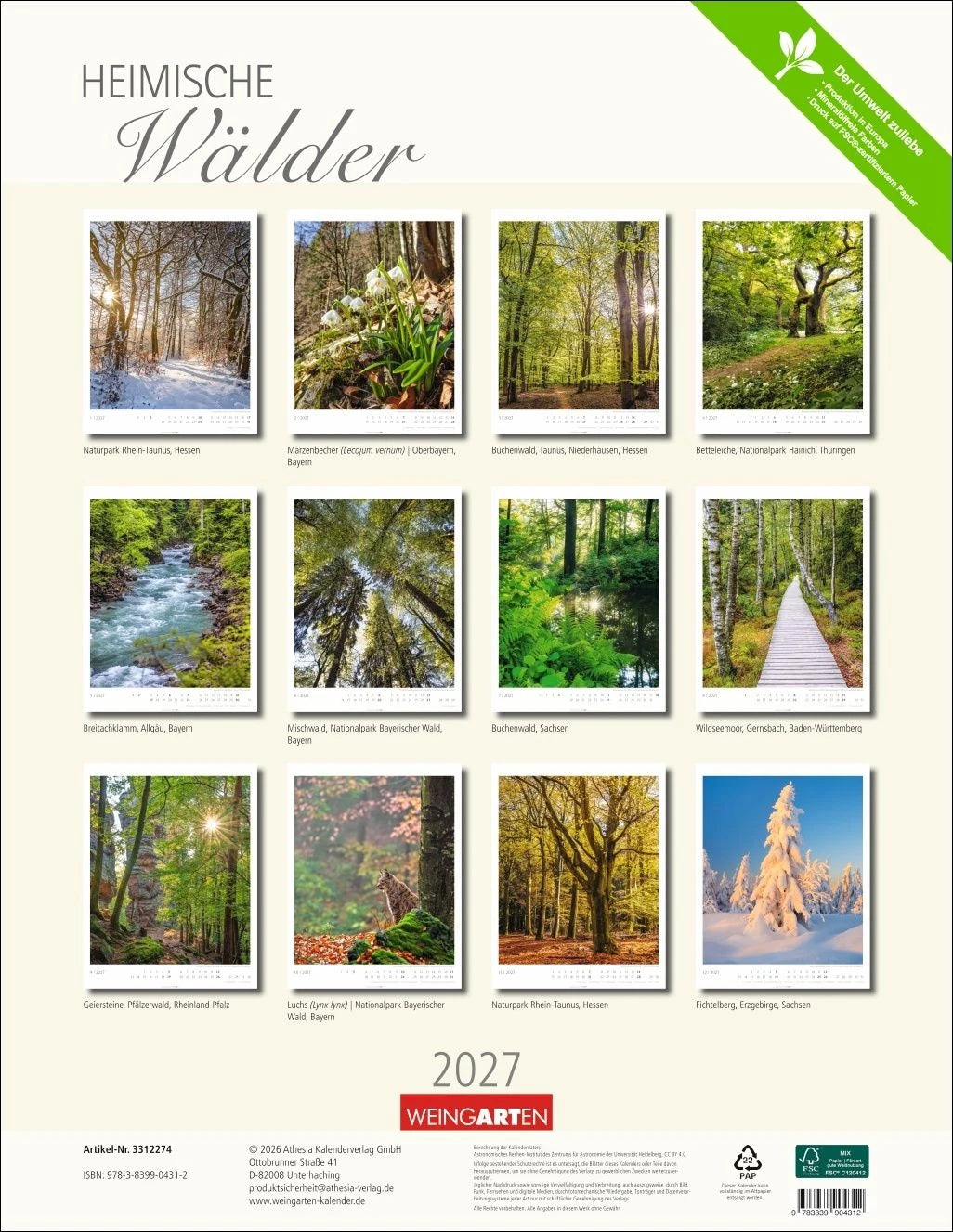 Heimische Wälder Kalender 2027 – Ansicht