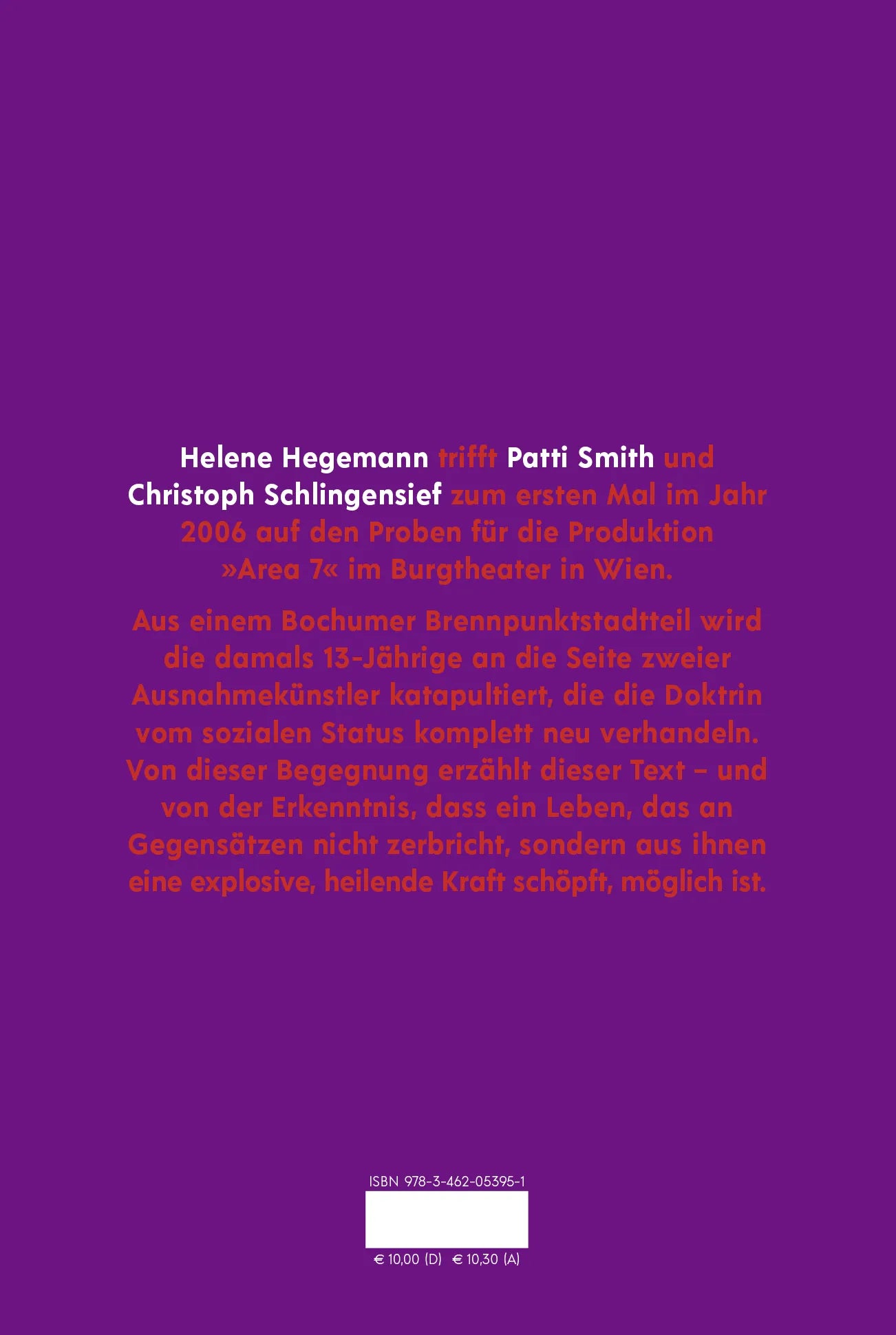 Buchrückseite von 'Helene Hegemann über Patti Smith, Christoph Schlingensief, Anarchie und Tradition' mit Klappentext - Gebundene Ausgabe