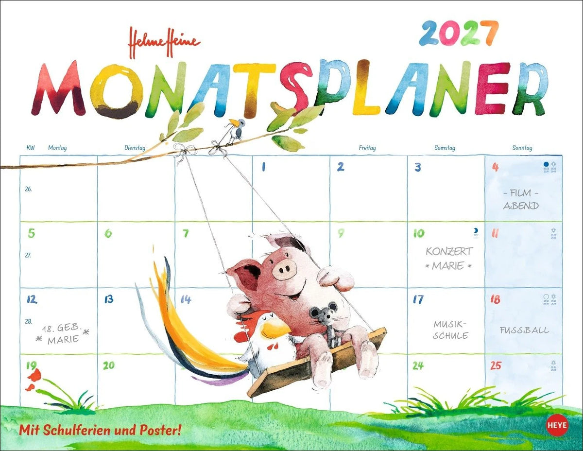 Wandkalender: Helme Heine: Monatsplaner 2027