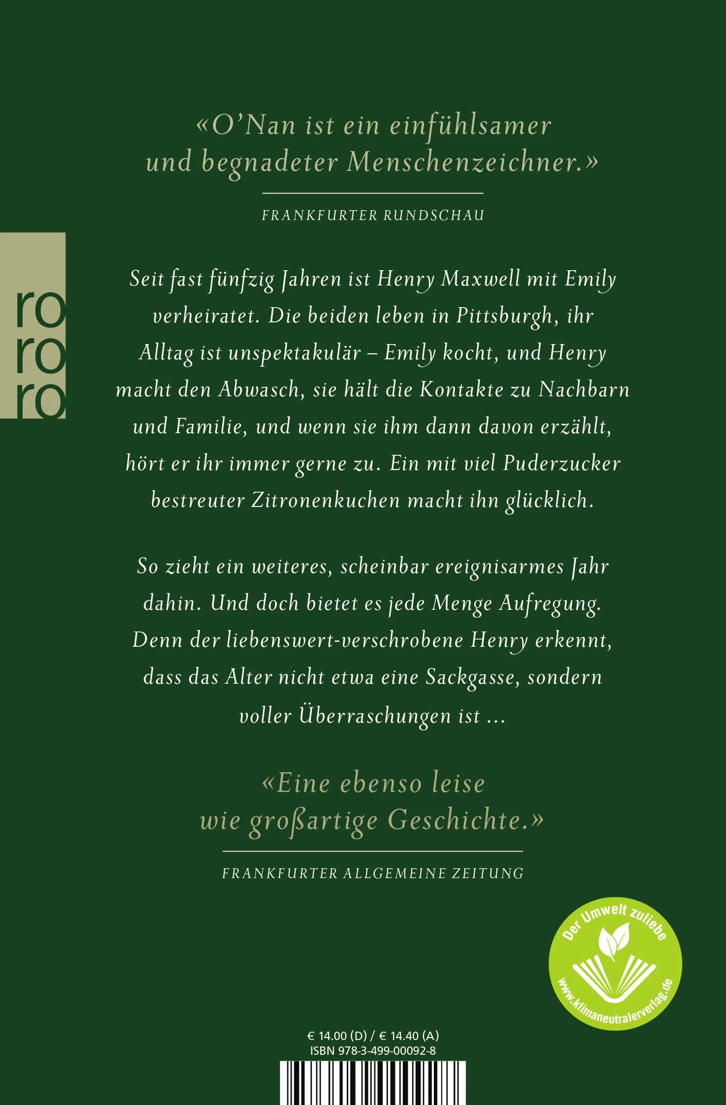 Buchrückseite von 'Henry persönlich' mit Klappentext - Taschenbuch