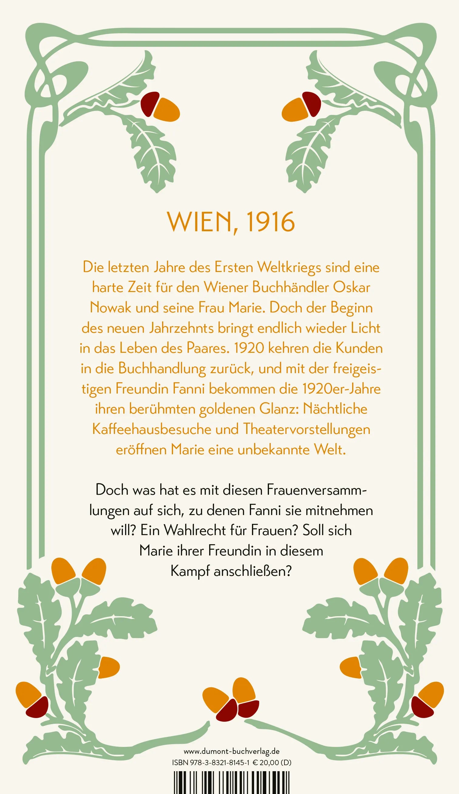 Buchrückseite von 'Herbst in Wien' mit Klappentext - Gebundene Ausgabe