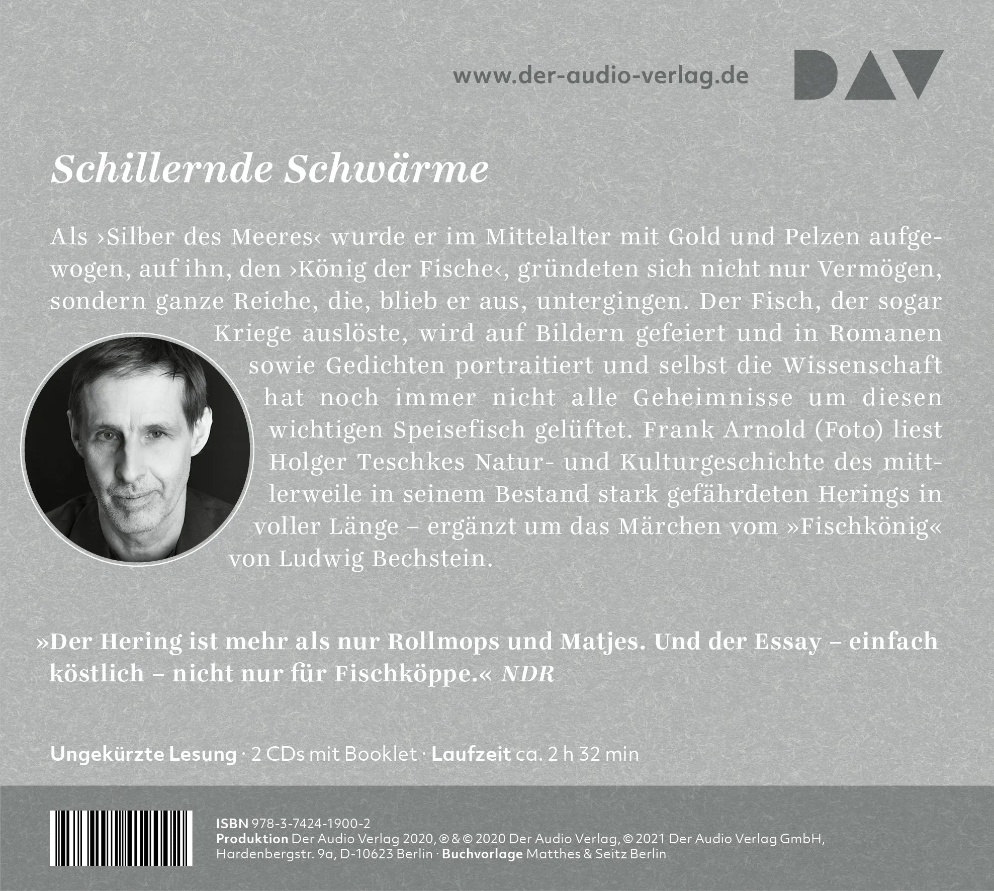 Buchrückseite von 'Heringe. Ein Portrait' mit Klappentext - Hörbuch (CD)