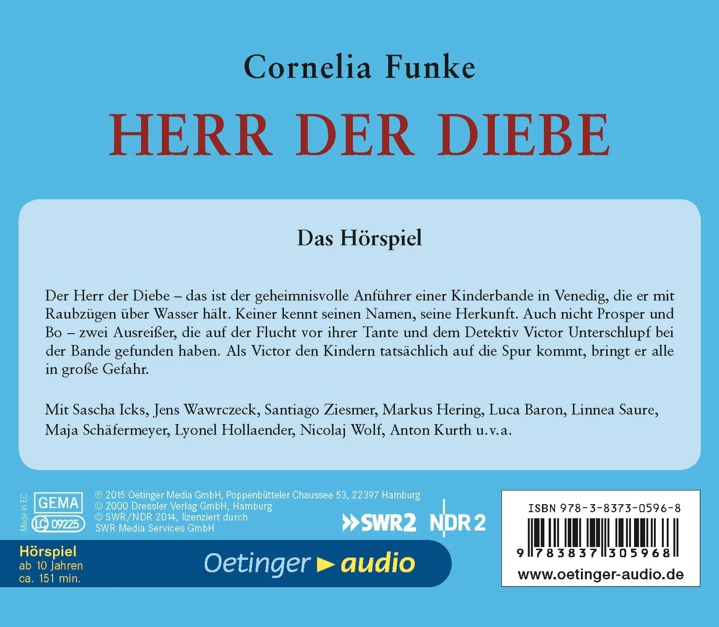 Buchrückseite von 'Herr der Diebe' mit Klappentext - Hörbuch (CD)