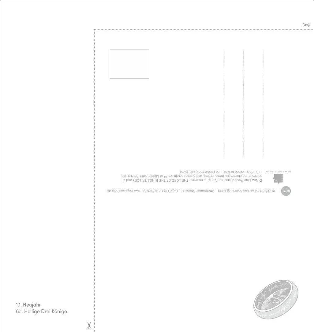 Herr der Ringe Postkartenkalender 2027 – Ansicht