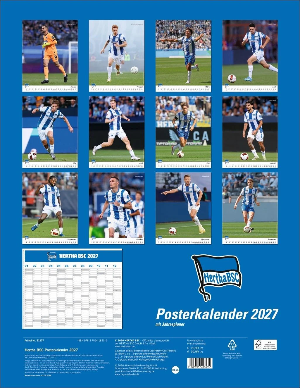 Hertha BSC Posterkalender 2027 – Ansicht