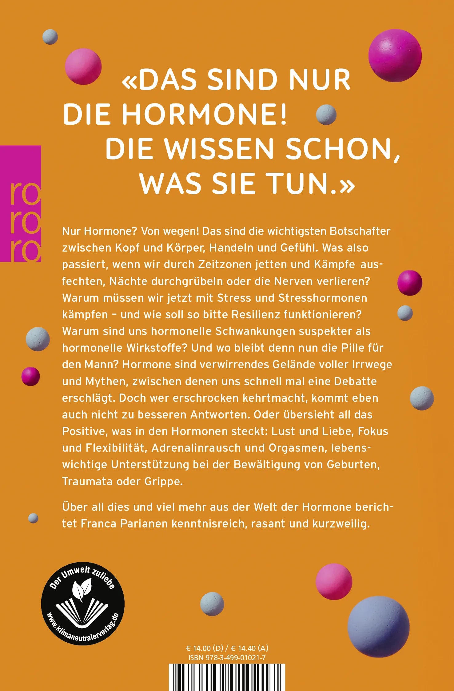 Buchrückseite von 'Herz, Hirn und Hormone' mit Klappentext - Taschenbuch