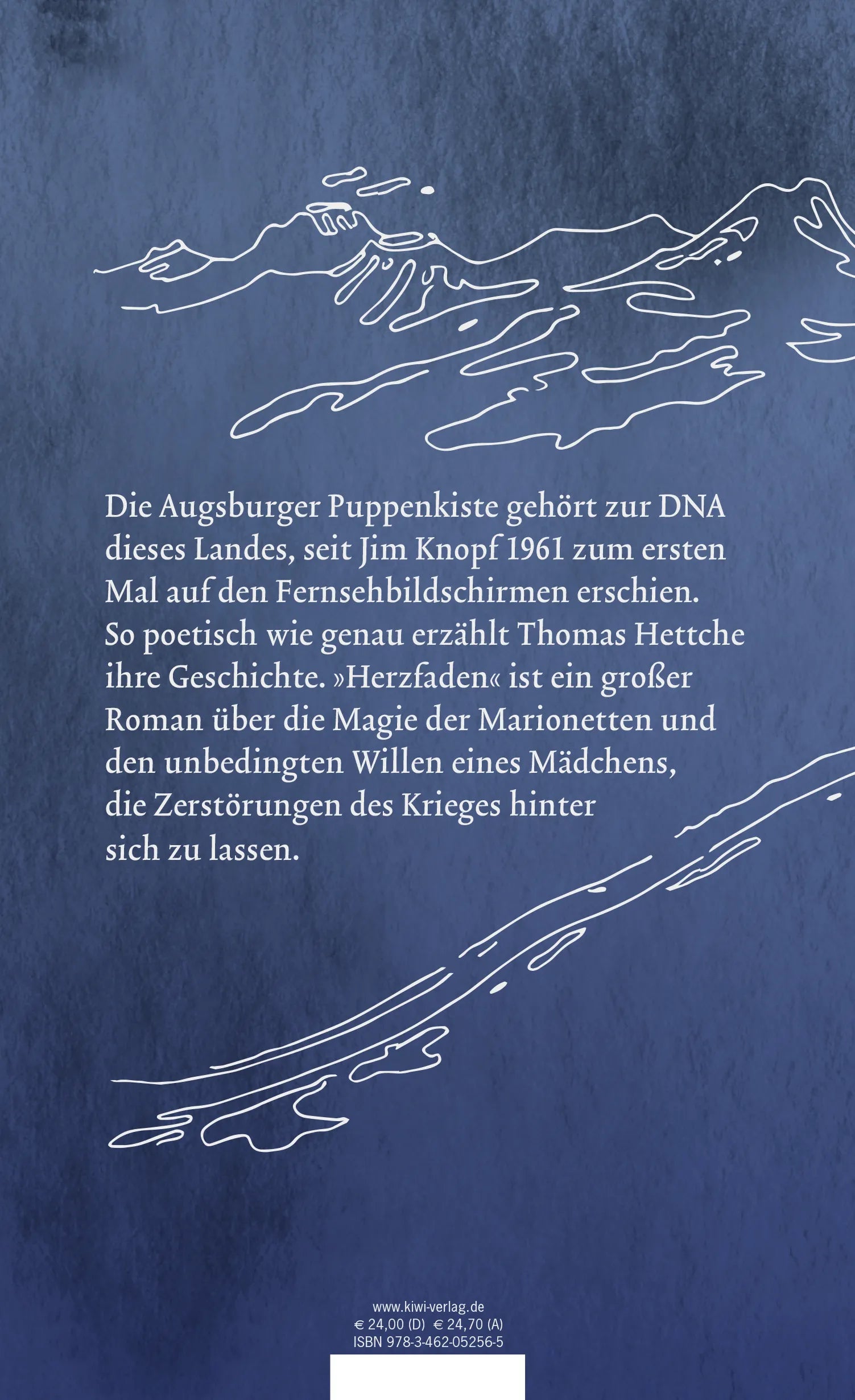 Buchrückseite von 'Herzfaden' mit Klappentext - Gebundene Ausgabe