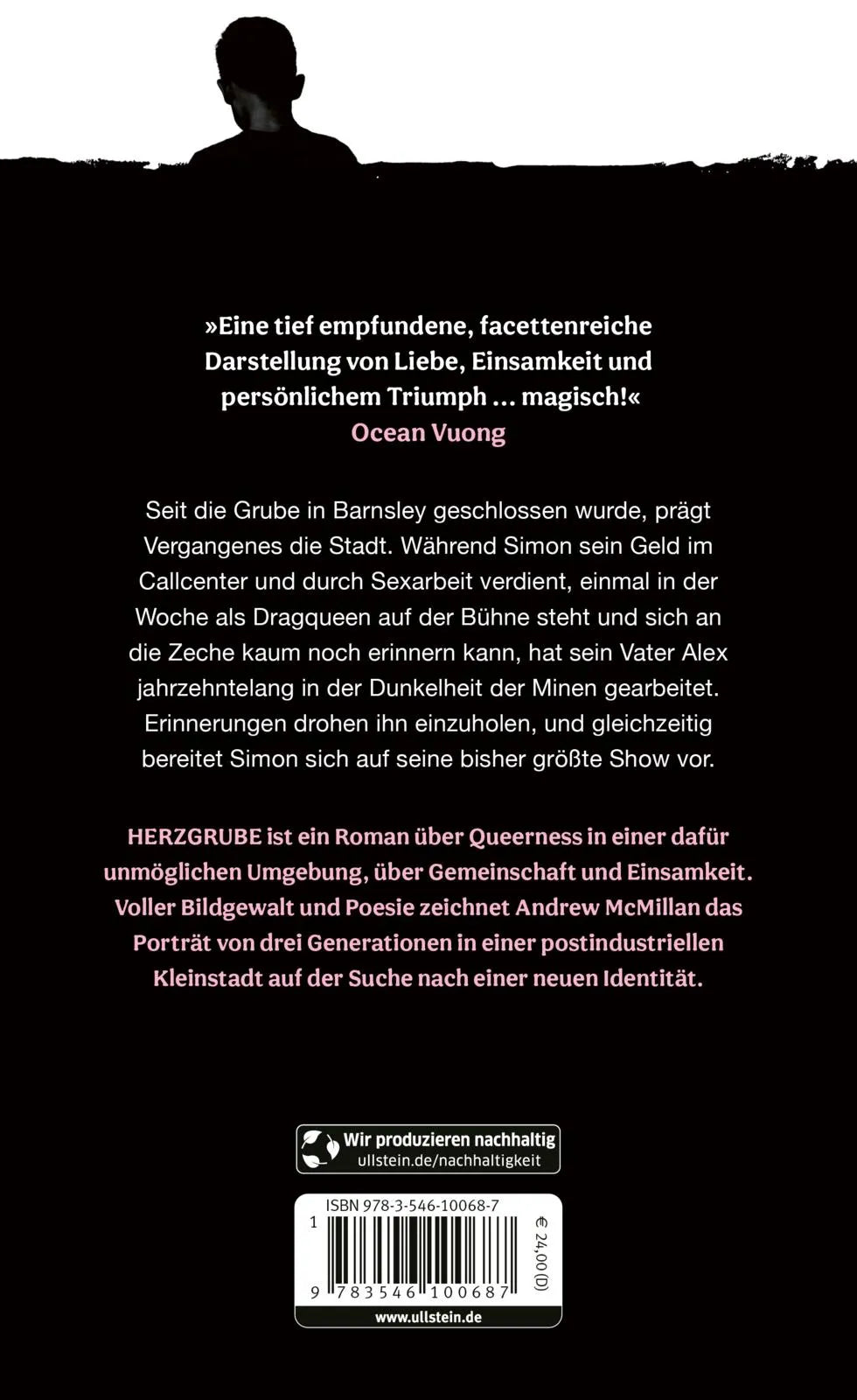 Buchrückseite von 'Herzgrube' mit Klappentext - Gebundene Ausgabe