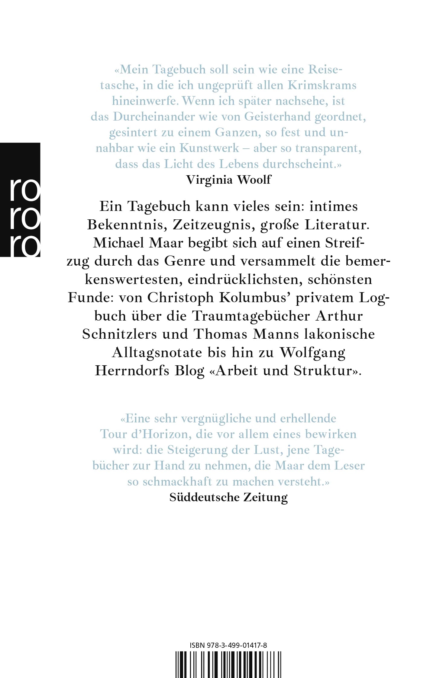 Buchrückseite von 'Heute bedeckt und kühl' mit Klappentext - Taschenbuch