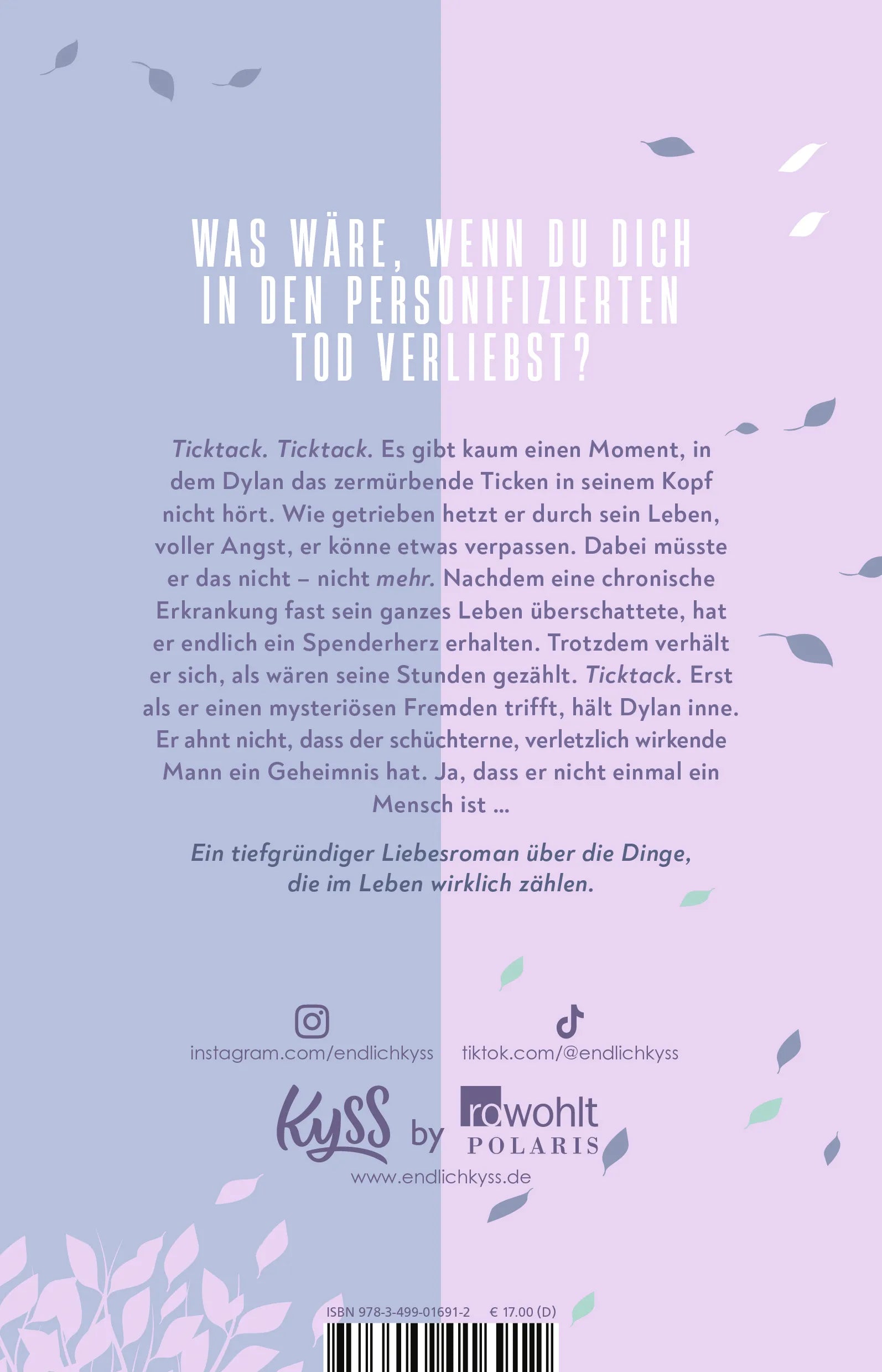 Buchrückseite von 'Heute sind wir unsterblich' mit Klappentext - Paperback