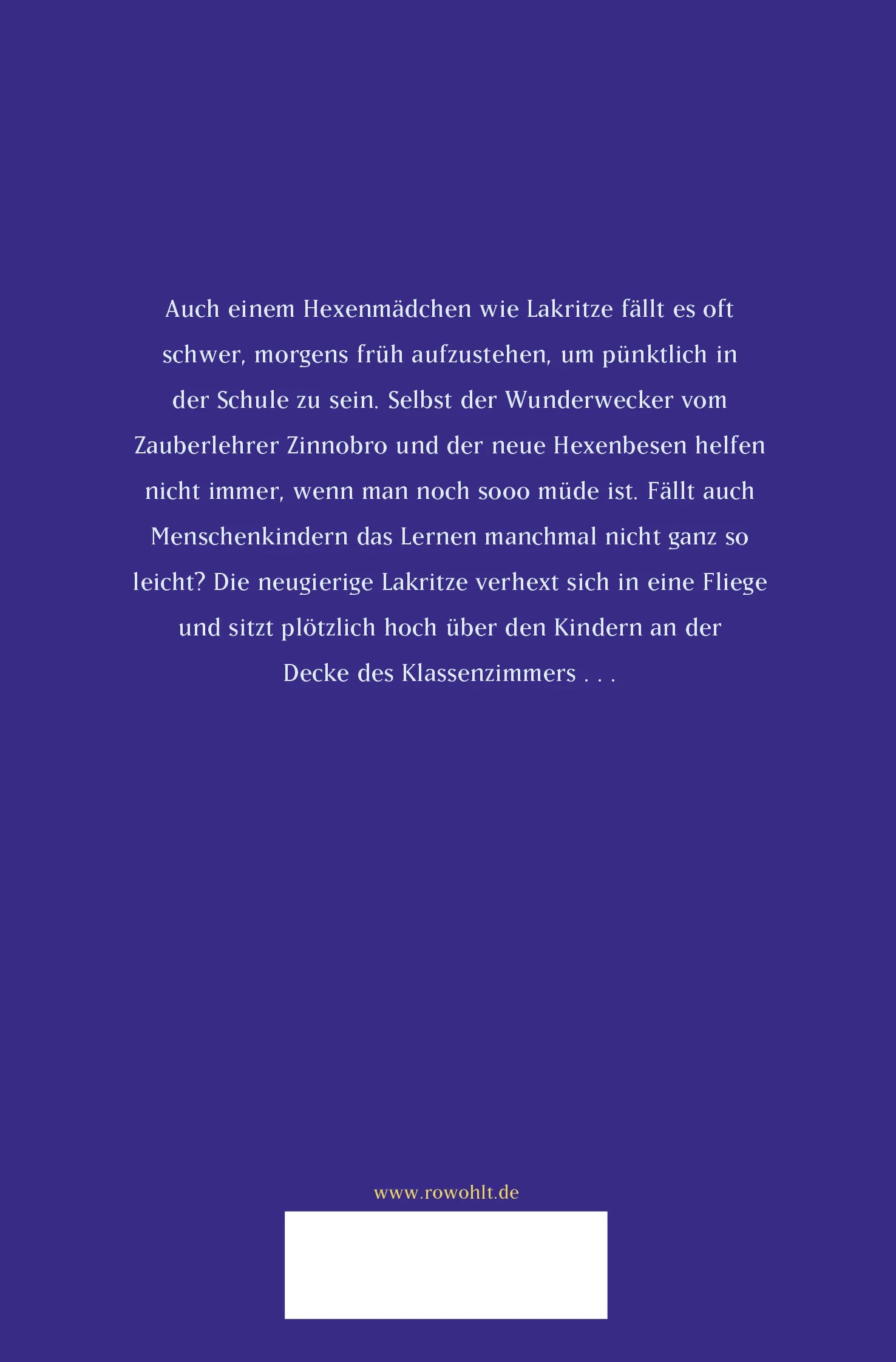 Buchrückseite von 'Hexe Lakritze' mit Klappentext - Taschenbuch