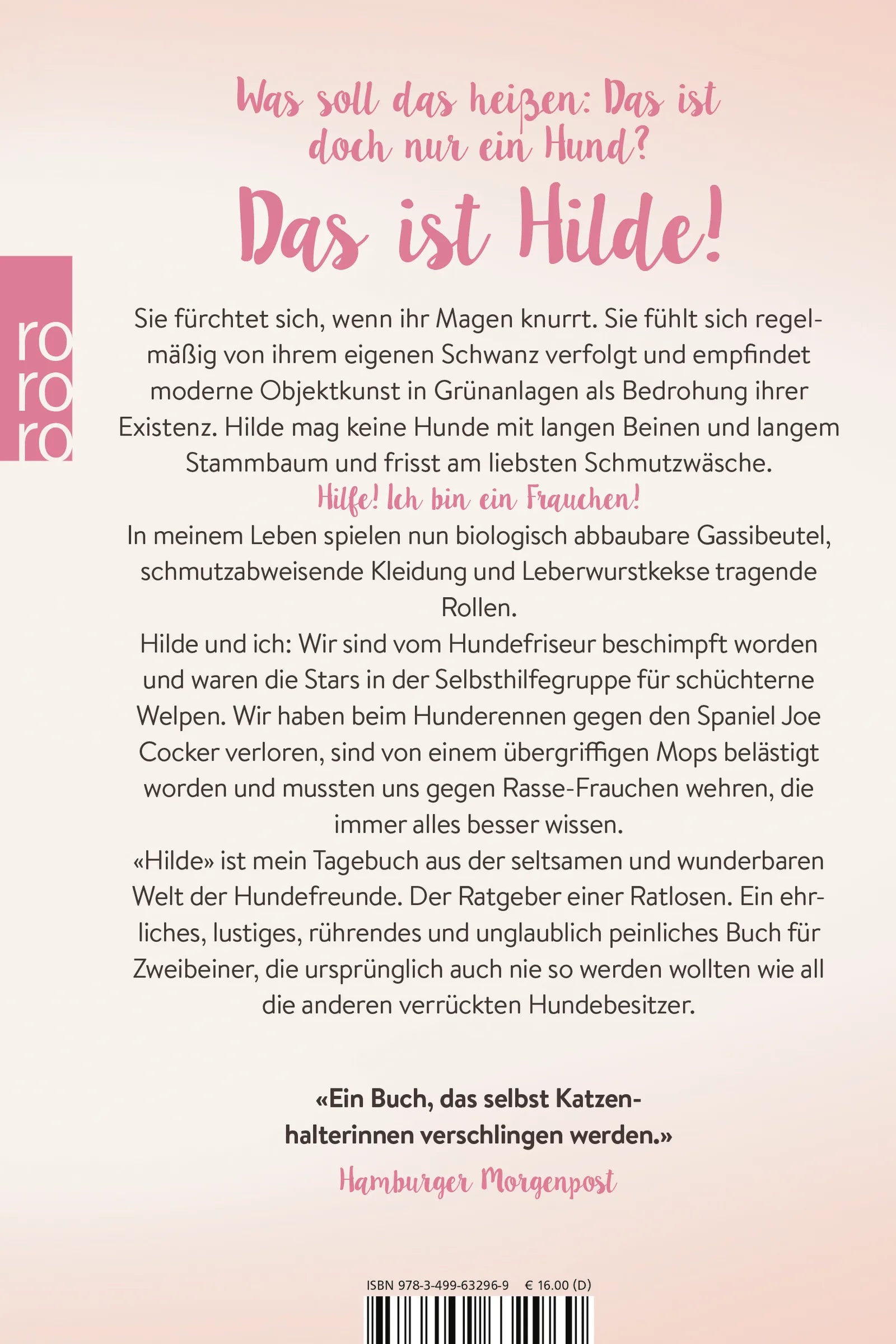 Buchrückseite von 'Hilde' mit Klappentext - Taschenbuch