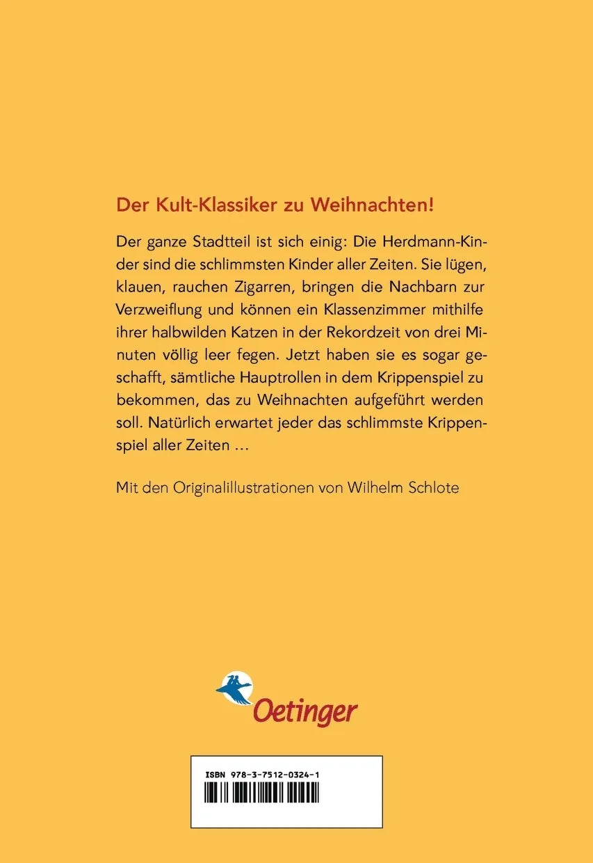 Buchrückseite von 'Hilfe, die Herdmanns kommen 1' mit Klappentext - Taschenbuch