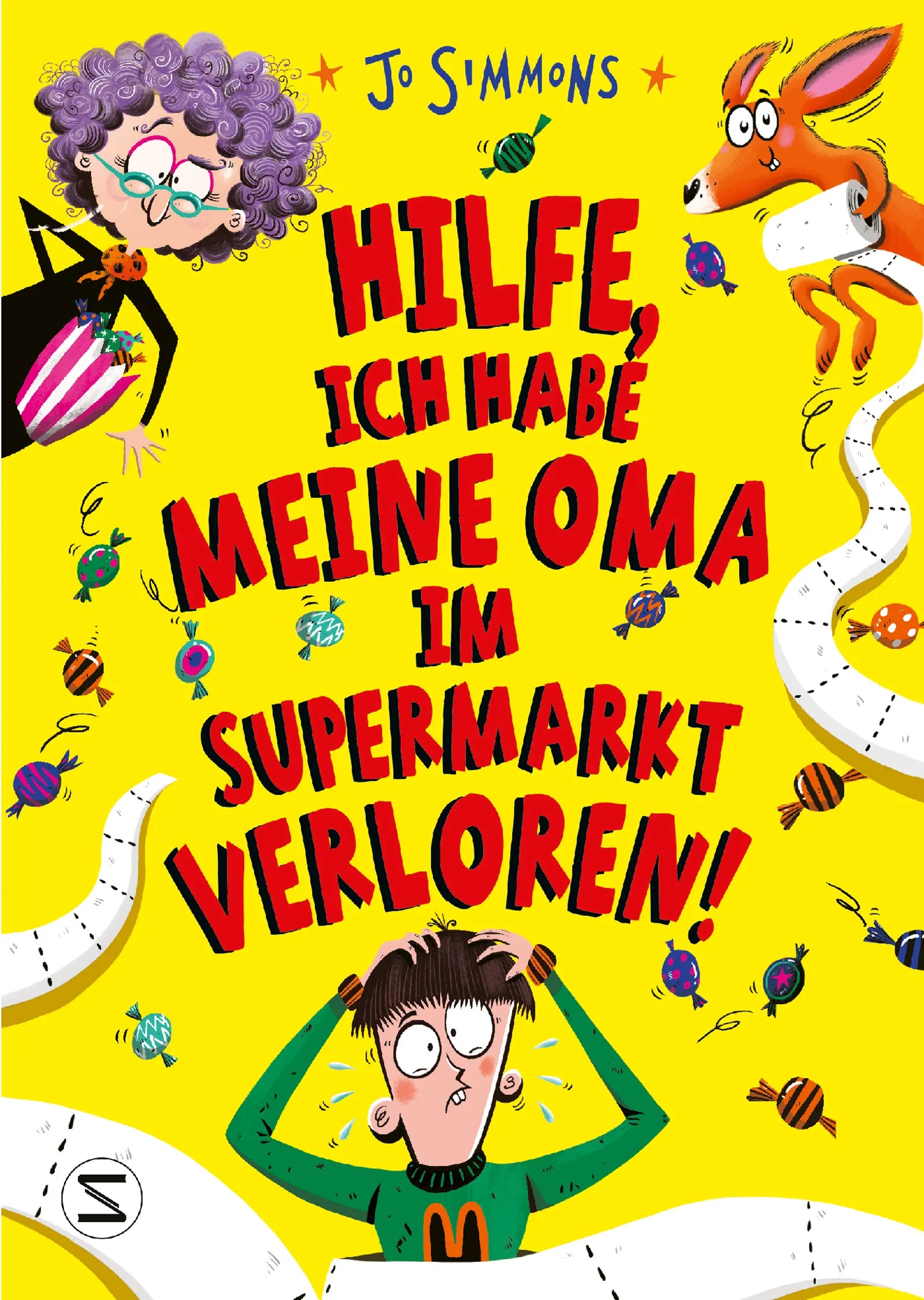 Buchcover von 'Hilfe, ich habe meine Oma im Supermarkt verloren!' - Gebundene Ausgabe von Jo Simmons