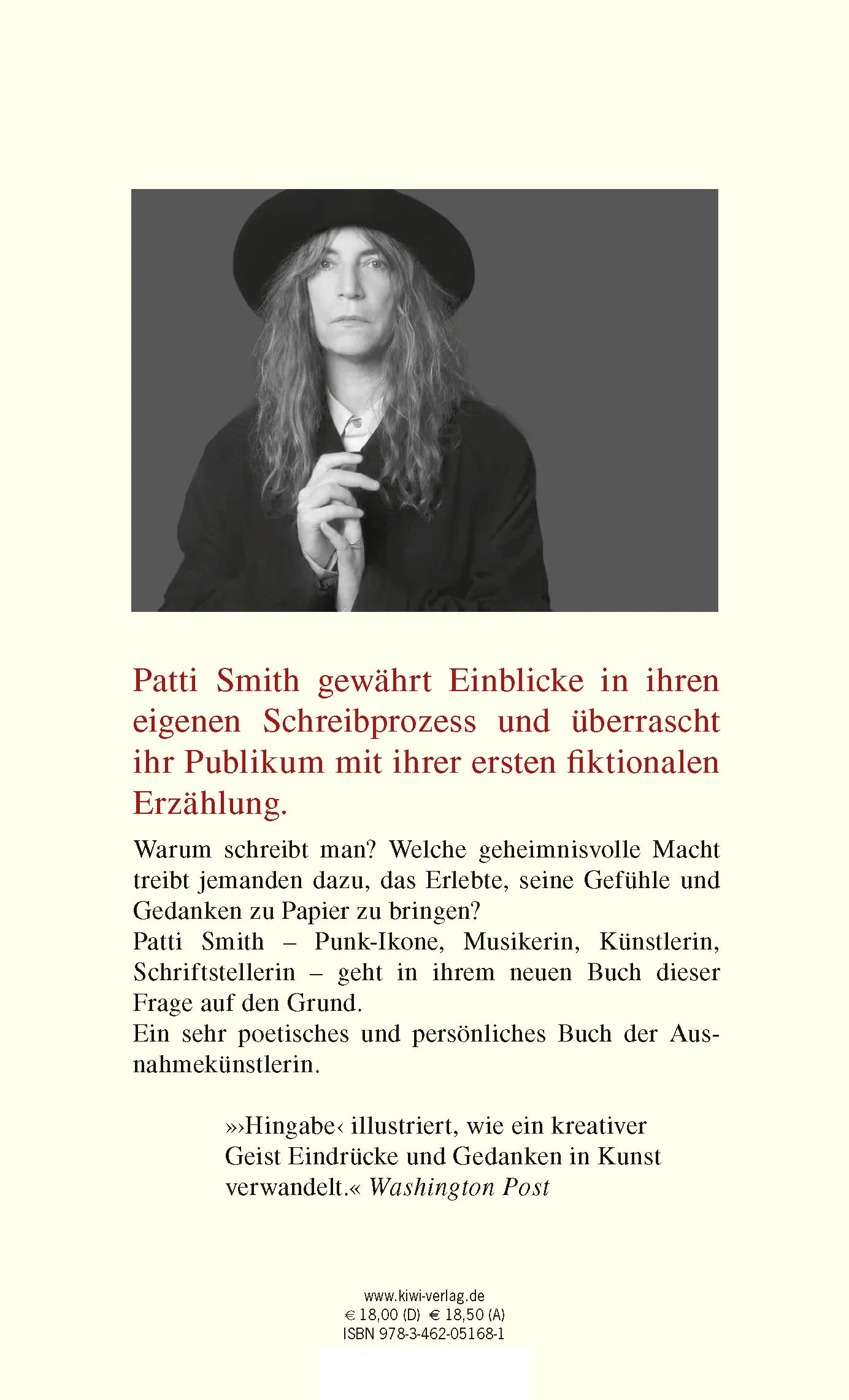 Buchrückseite von 'Hingabe' mit Klappentext - Gebundene Ausgabe