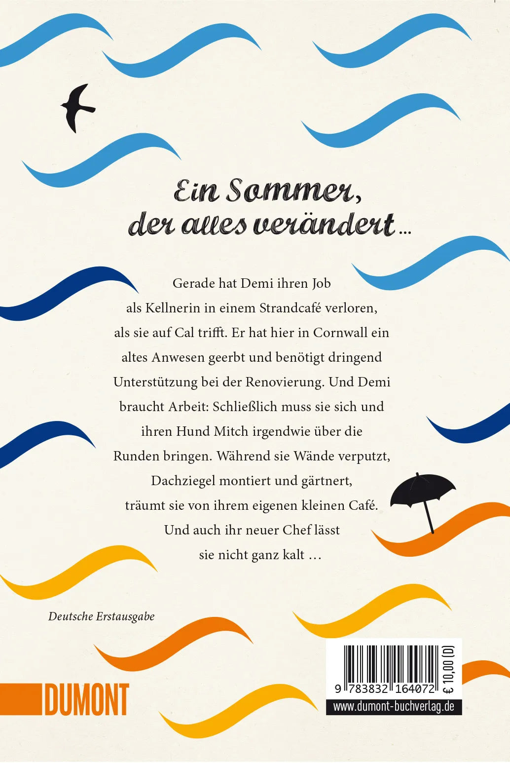 Buchrückseite von 'Hinter dem Café das Meer' mit Klappentext - Taschenbuch
