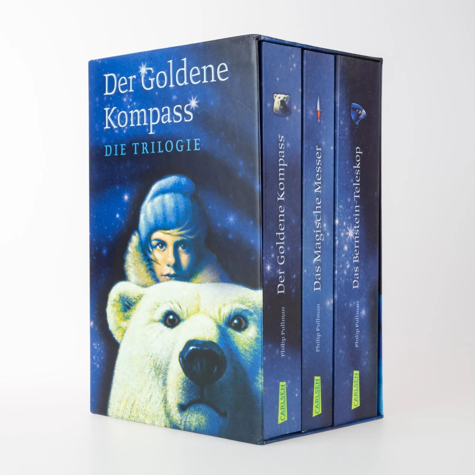 Detailansicht: His Dark Materials: Der Goldene Kompass, Das Magische Messer und Das Bernstein-Teleskop im Schuber (Taschenbuch)