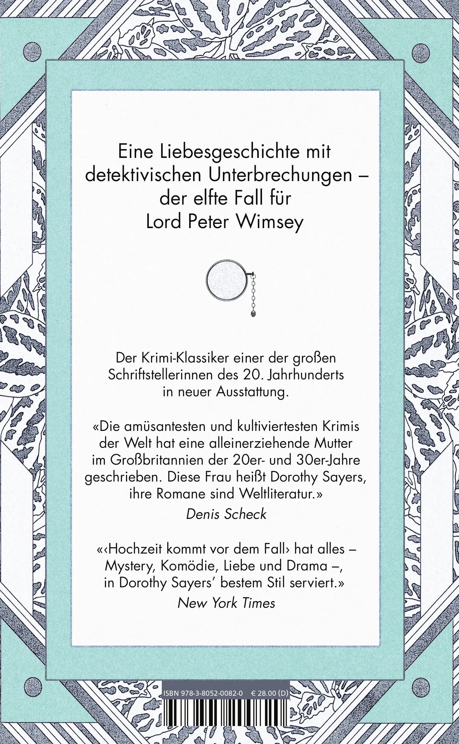 Buchrückseite von 'Hochzeit kommt vor dem Fall' mit Klappentext - Gebundene Ausgabe