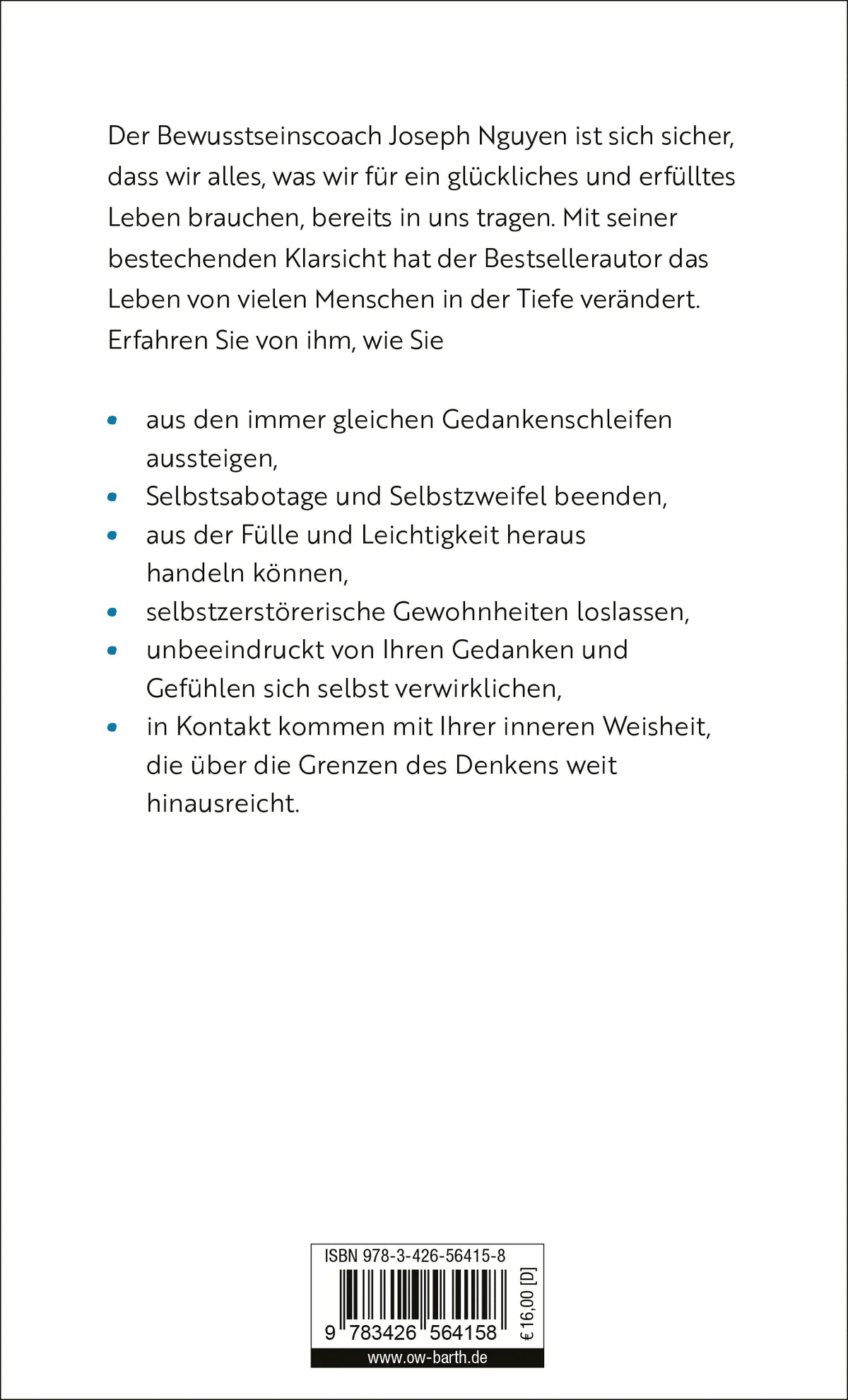 Rückseite: Hör auf zu glauben, was du denkst (Hardcover)
