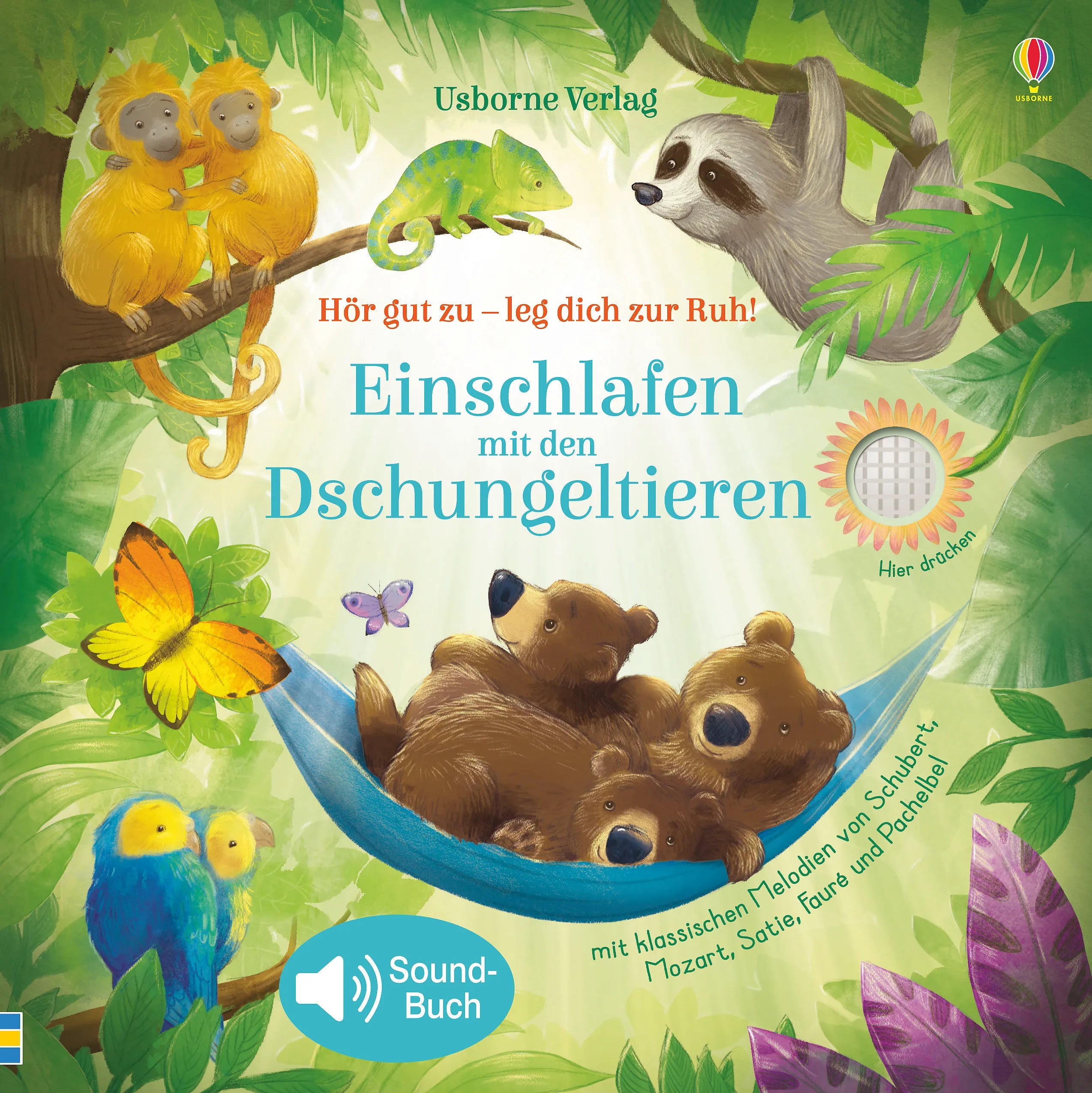 Buchcover von 'Hör gut zu – leg dich zur Ruh! Einschlafen mit den Dschungeltieren' - Gebundene Ausgabe von Sam Taplin