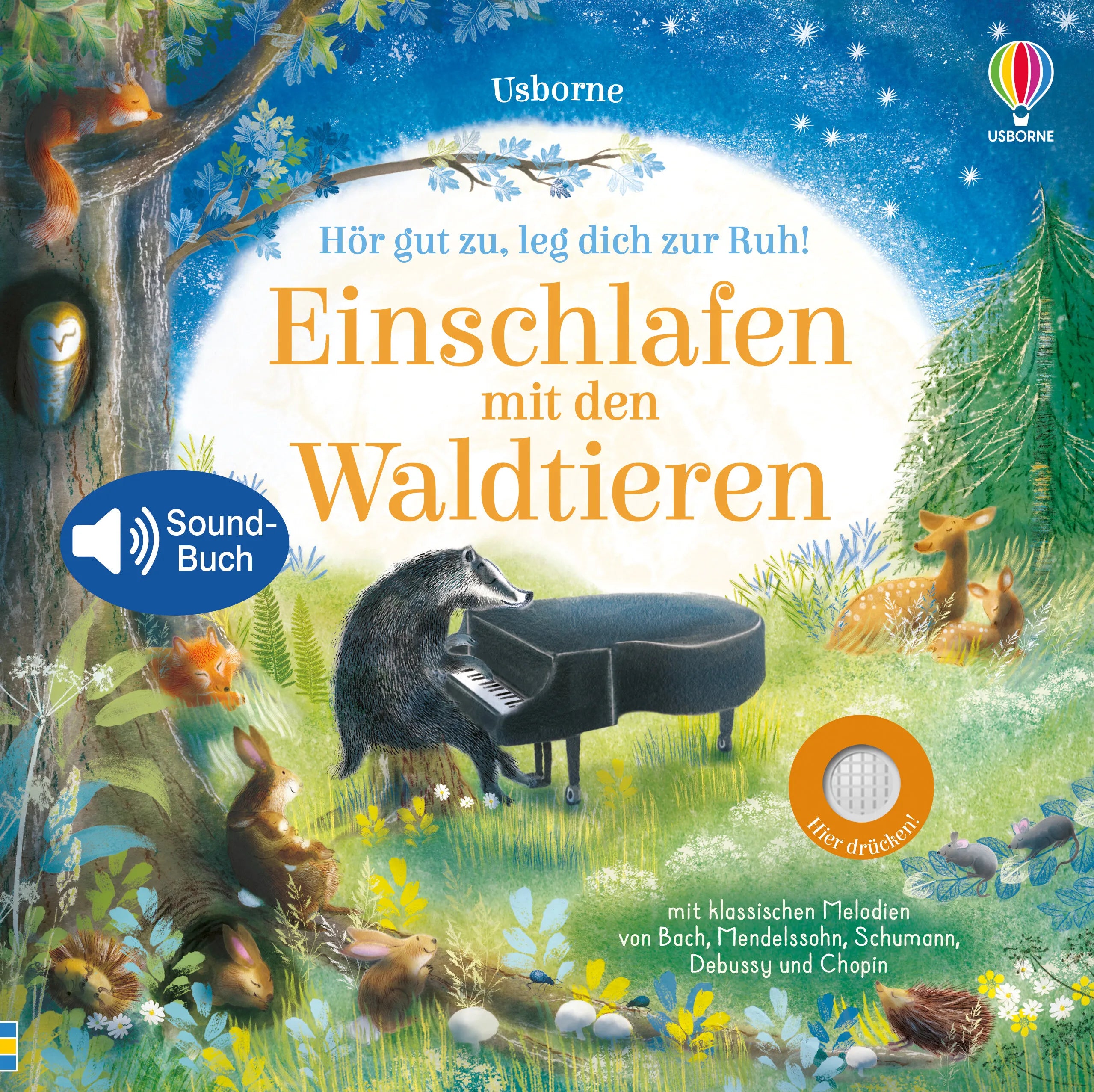 Buchcover von 'Hör gut zu, leg dich zur Ruh! Einschlafen mit den Waldtieren' - Gebundene Ausgabe von Sam Taplin