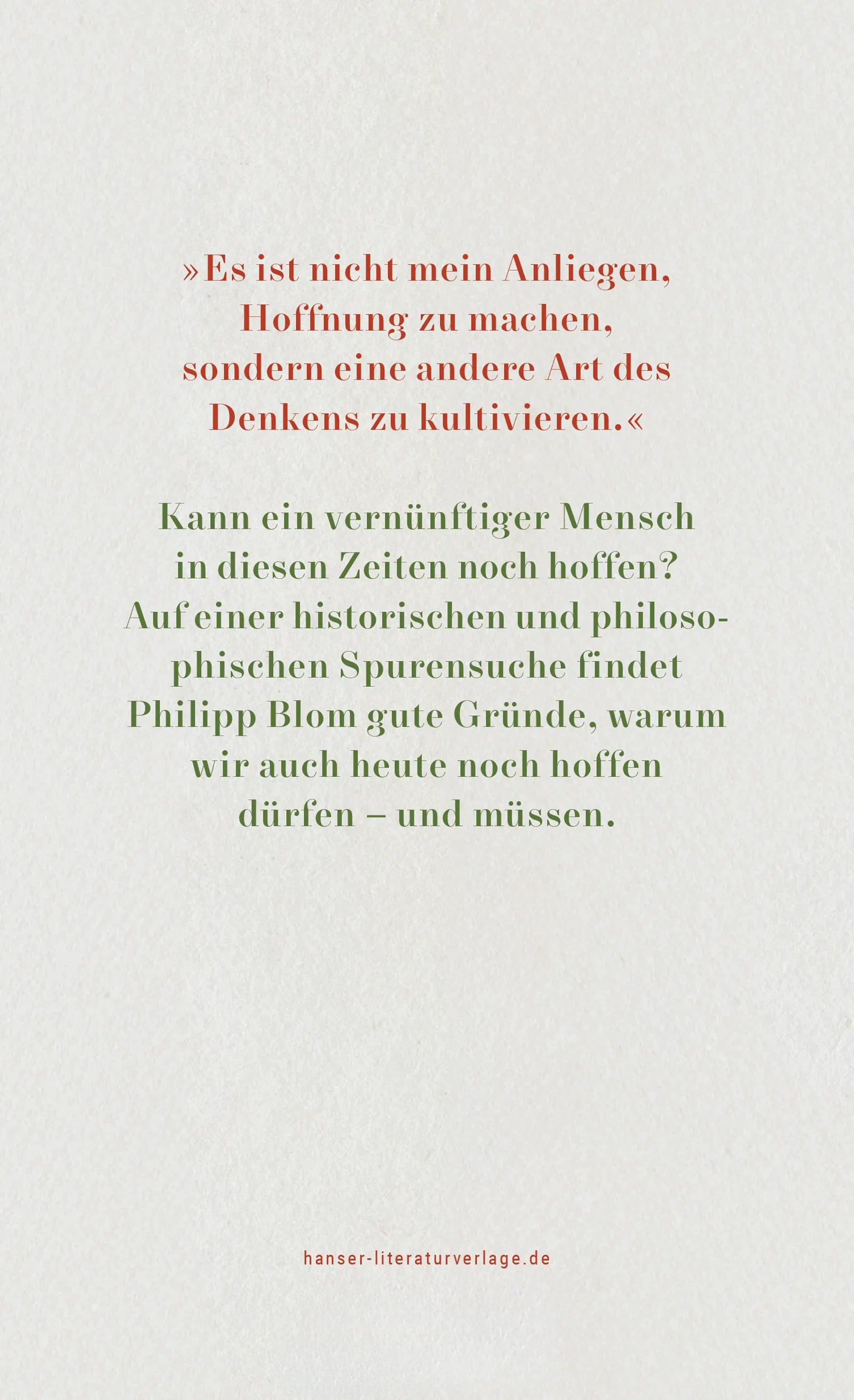 Philipp Blom - Hoffnung