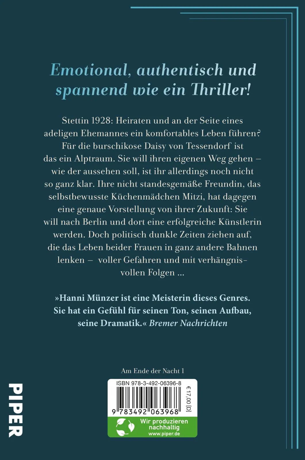 Buchrückseite von 'Honigland' mit Klappentext - Paperback