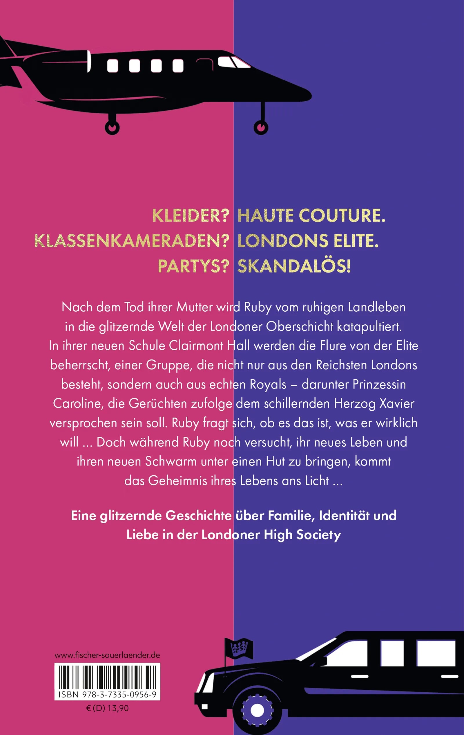 Buchrückseite von 'Hot Young Royals – Herz über Krone' mit Klappentext - Paperback