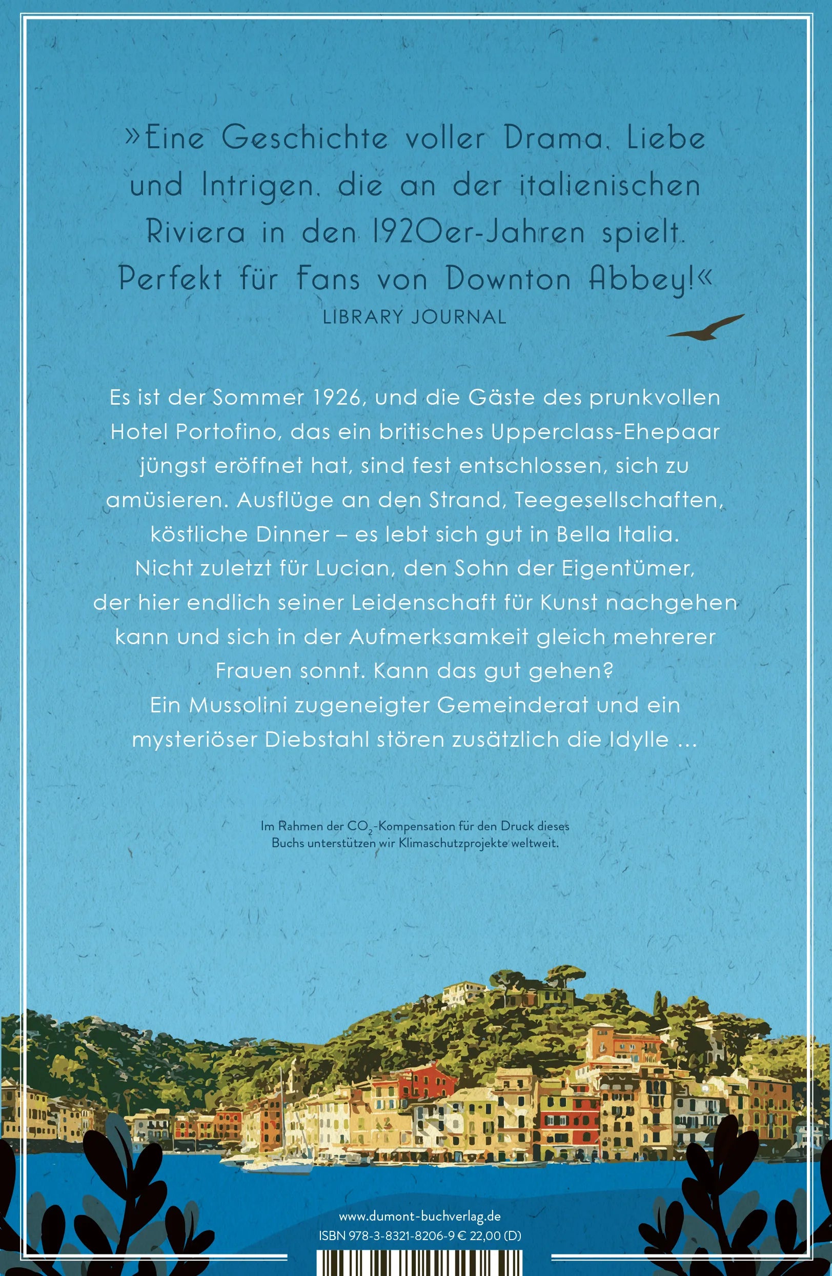 Buchrückseite von 'Hotel Portofino' mit Klappentext - Gebundene Ausgabe