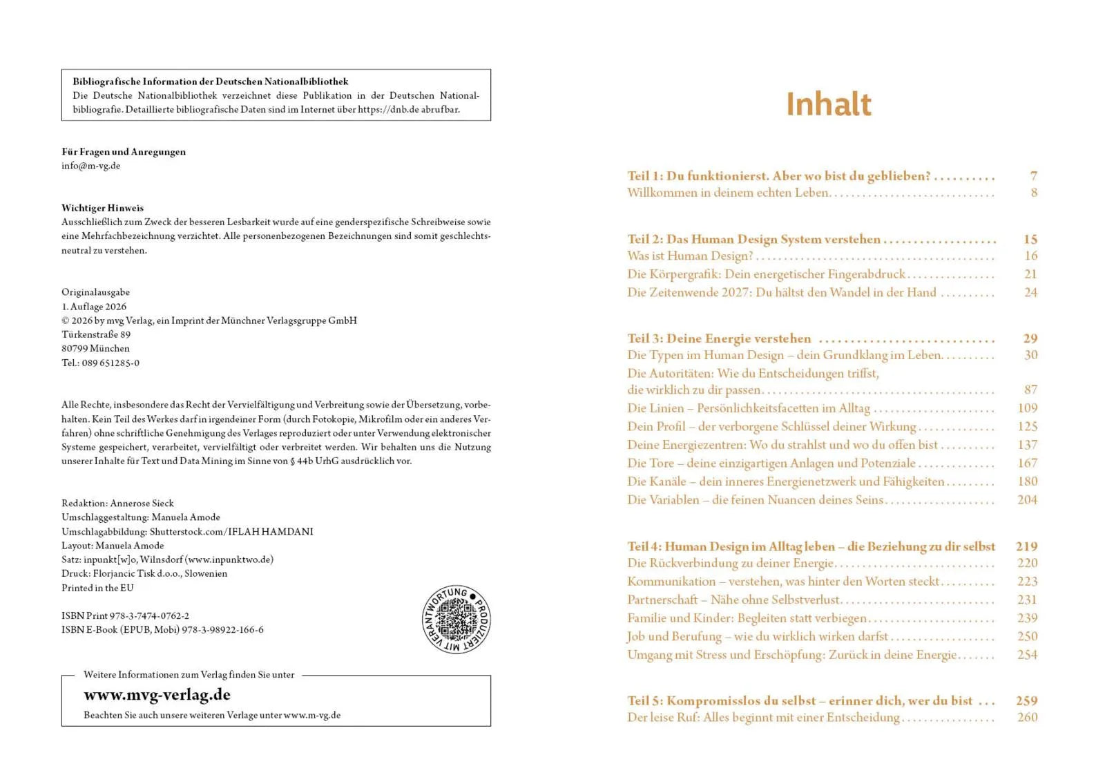 Innenansicht von 'Human Design: Zurück in deine Energie' - Paperback