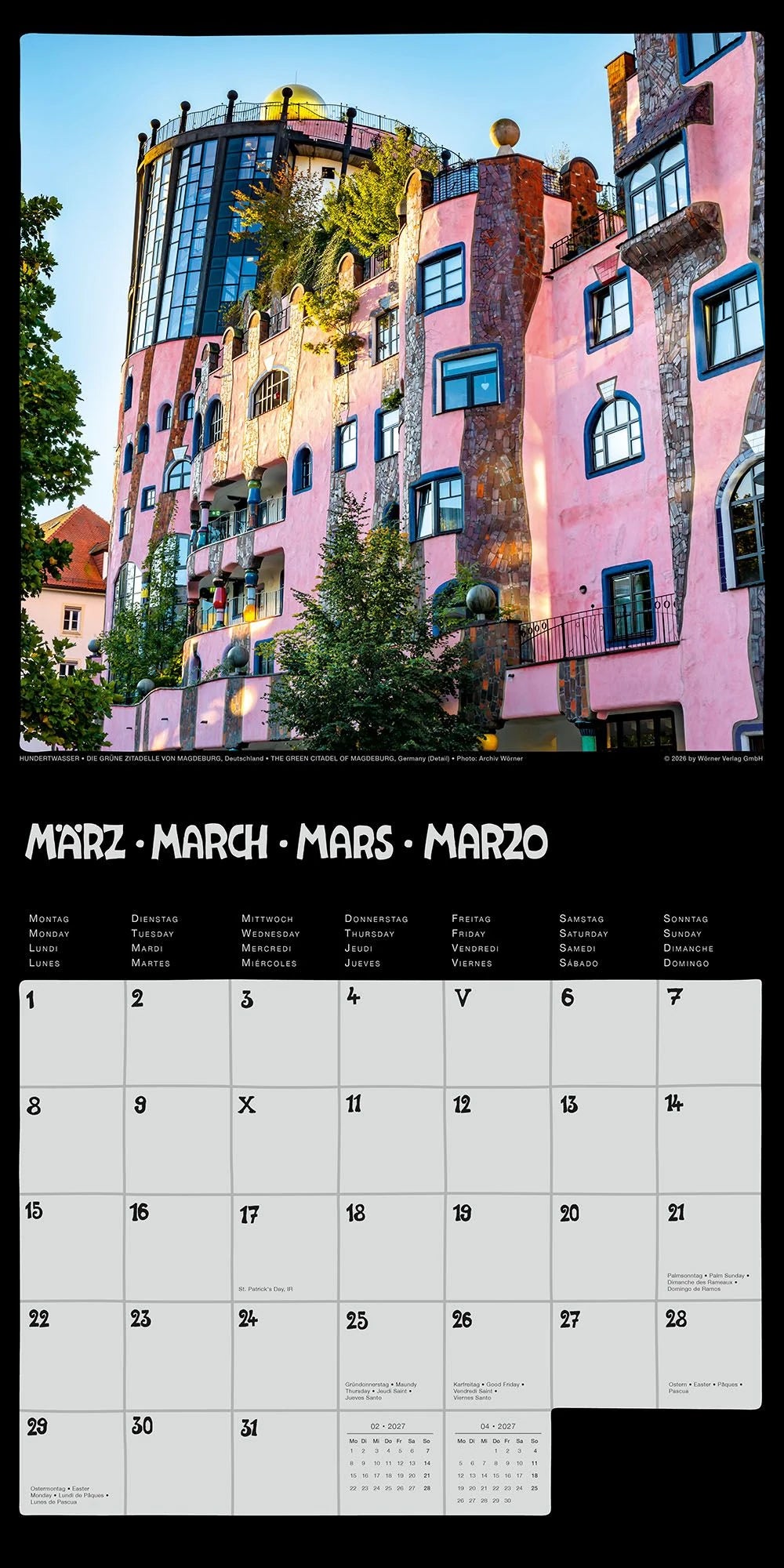 Hundertwasser Broschürenkalender Architektur 2027 – Ansicht