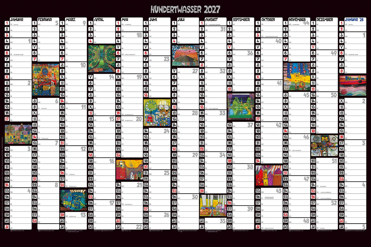 Wandkalender: Hundertwasser Jahresplaner Art 2027