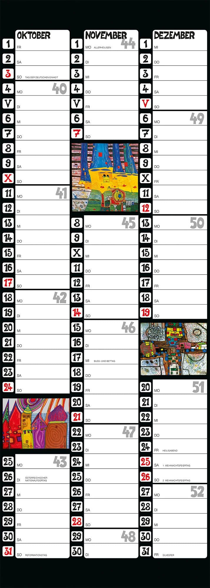 Hundertwasser Streifenkalender Art 2027 – Ansicht