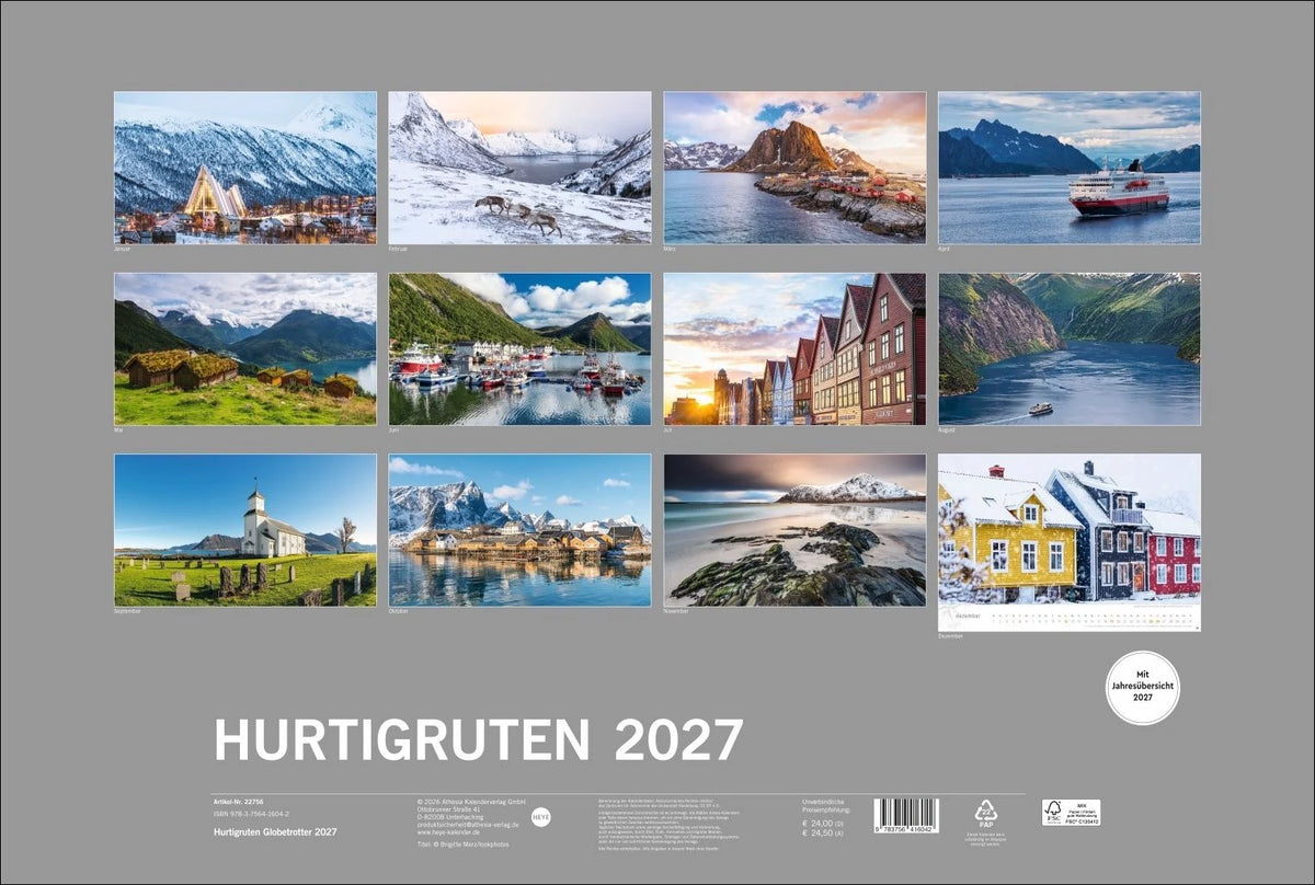 Hurtigruten Globetrotter Kalender 2027 - Von unberührten Fjorden und stillen Bergen – Ansicht