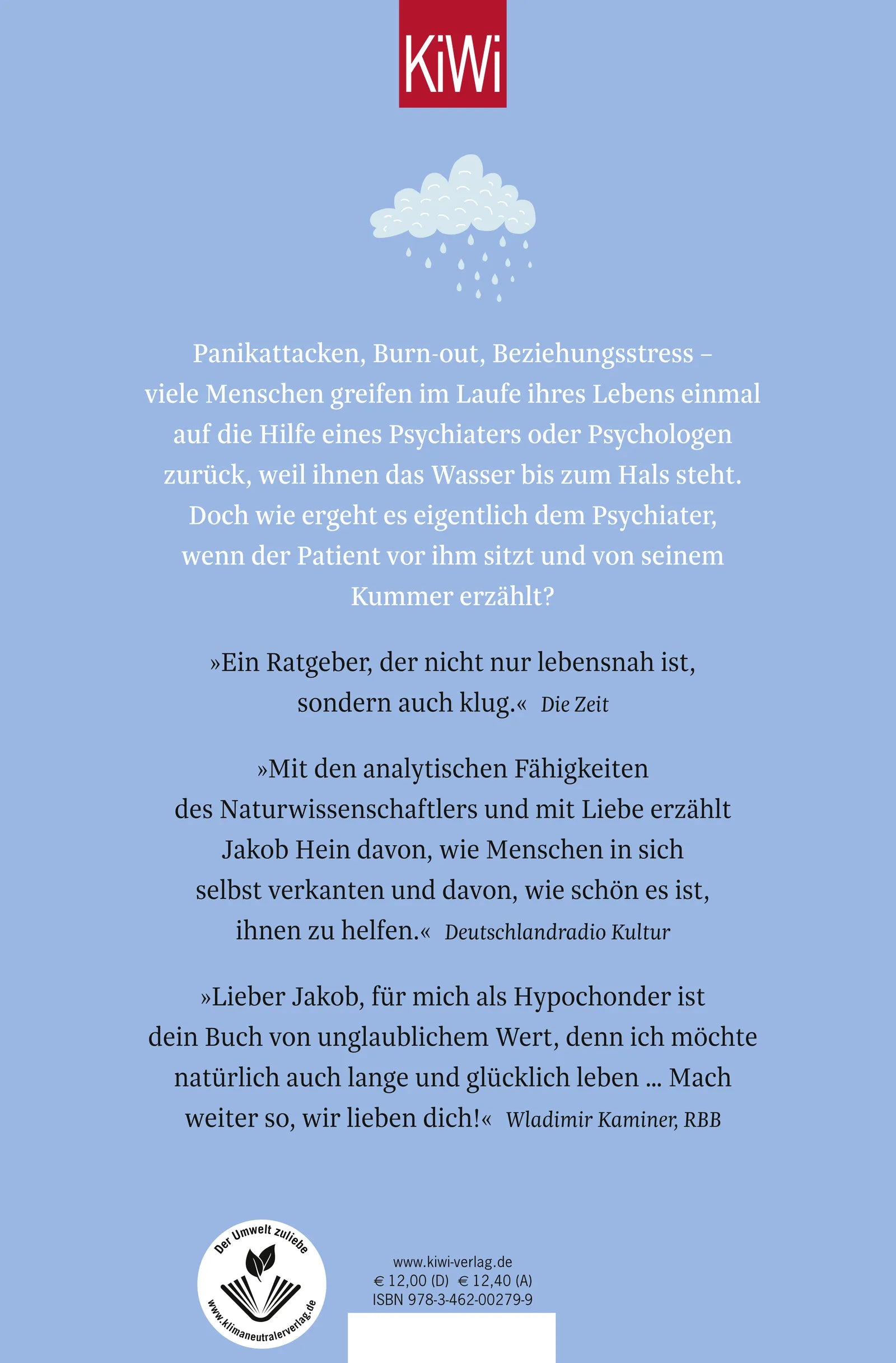 Buchrückseite von 'Hypochonder leben länger' mit Klappentext - Taschenbuch