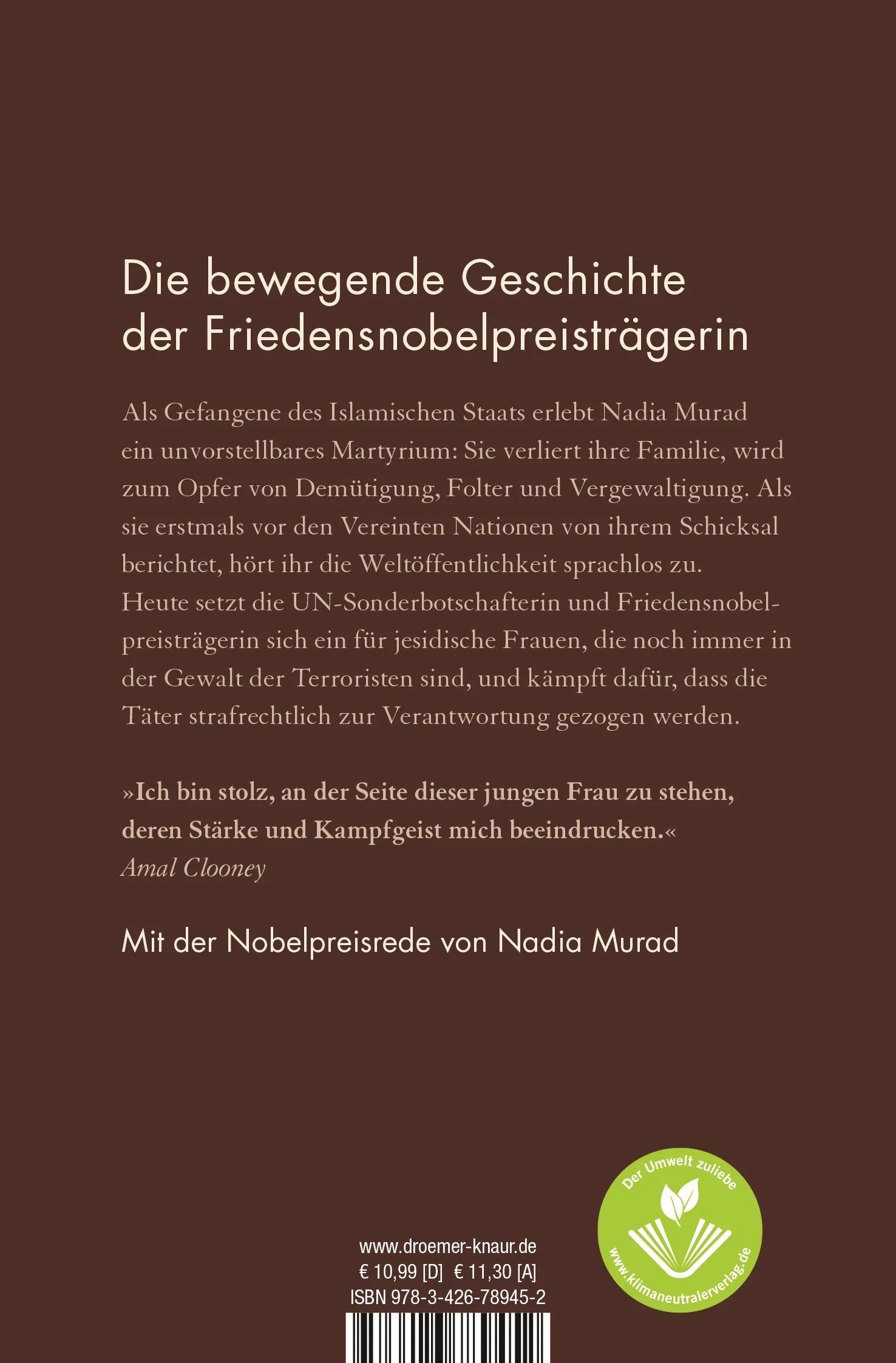Buchrückseite von 'Ich bin eure Stimme' mit Klappentext - Taschenbuch