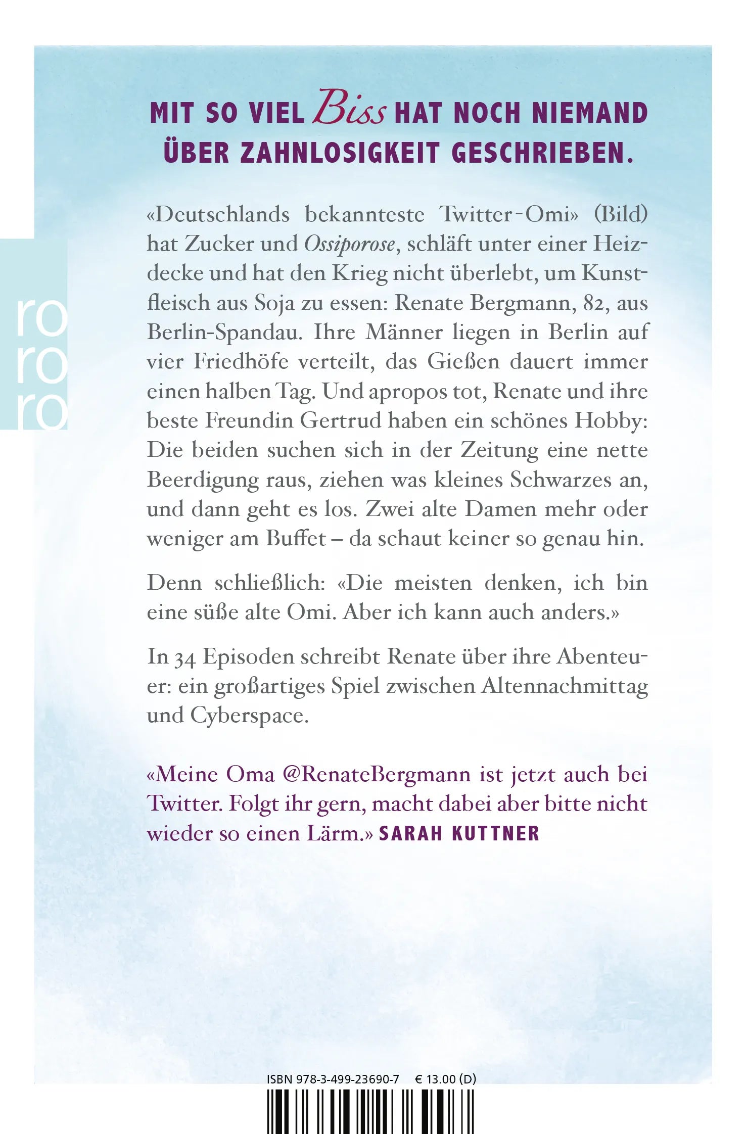 Buchrückseite von 'Ich bin nicht süß, ich hab bloß Zucker' mit Klappentext - Taschenbuch
