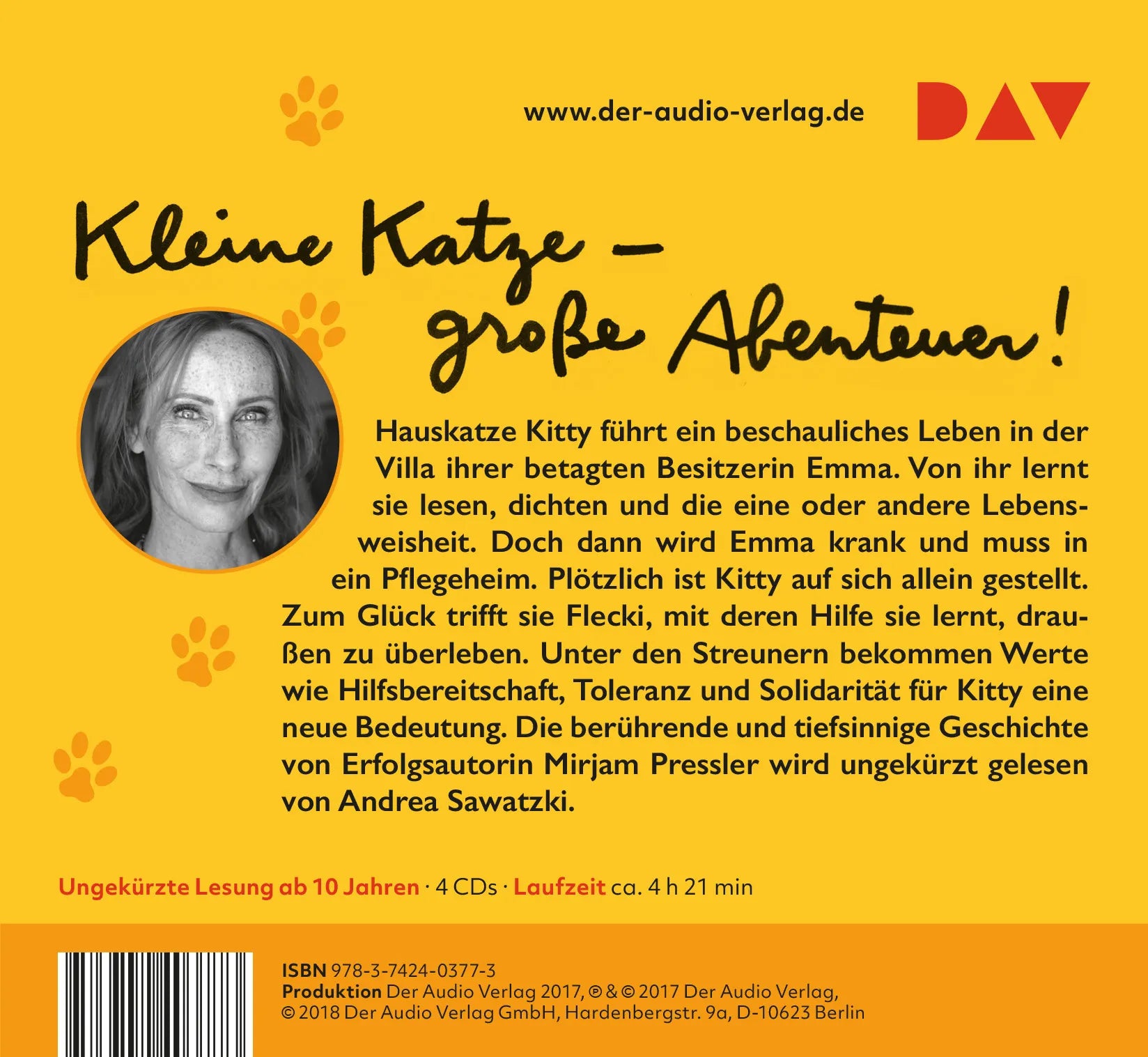 Buchrückseite von 'Ich bin's, Kitty. Aus dem Leben einer Katze' mit Klappentext - Hörbuch (CD)