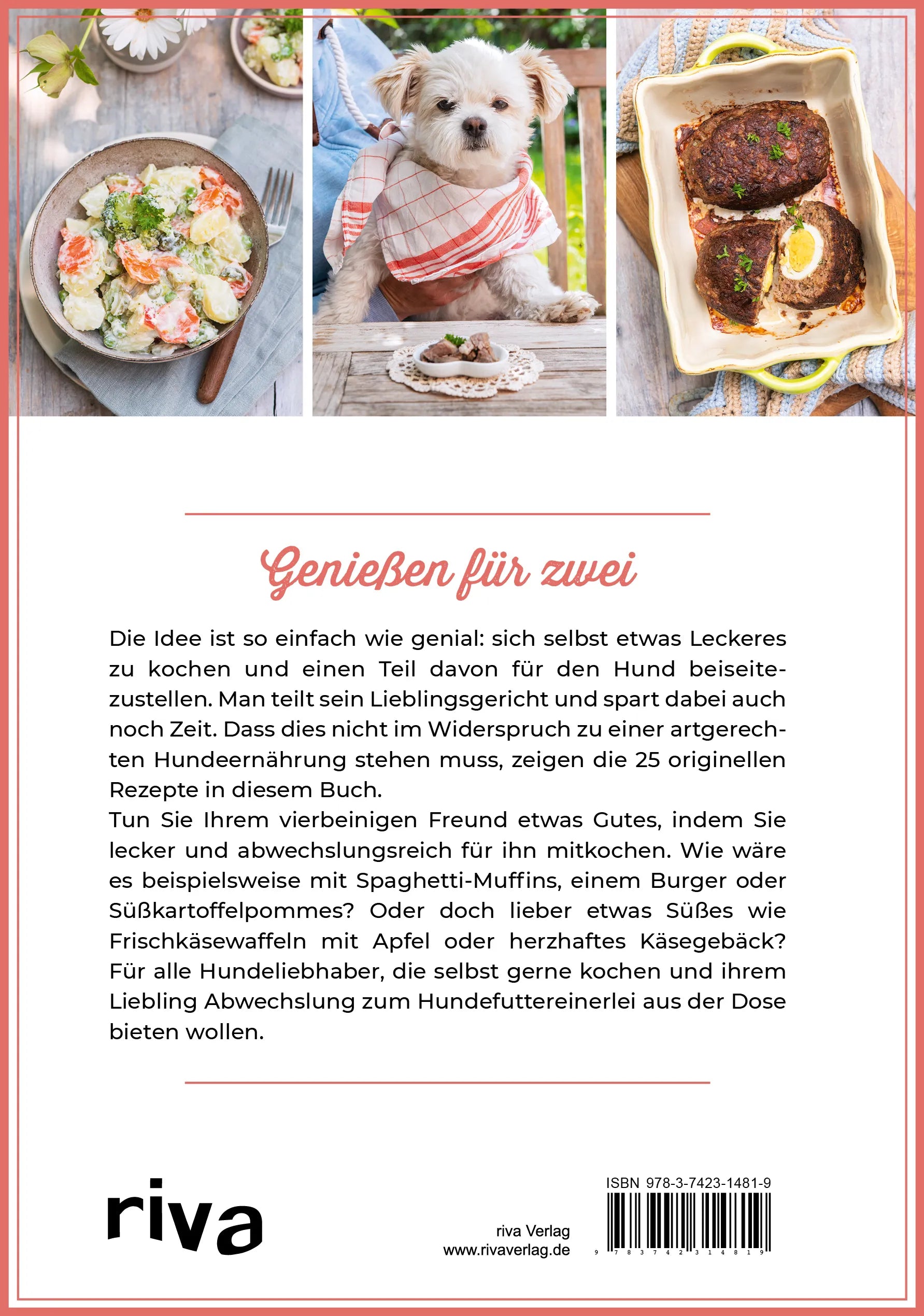 Buchrückseite von 'Ich koche für uns!' mit Klappentext - Gebundene Ausgabe