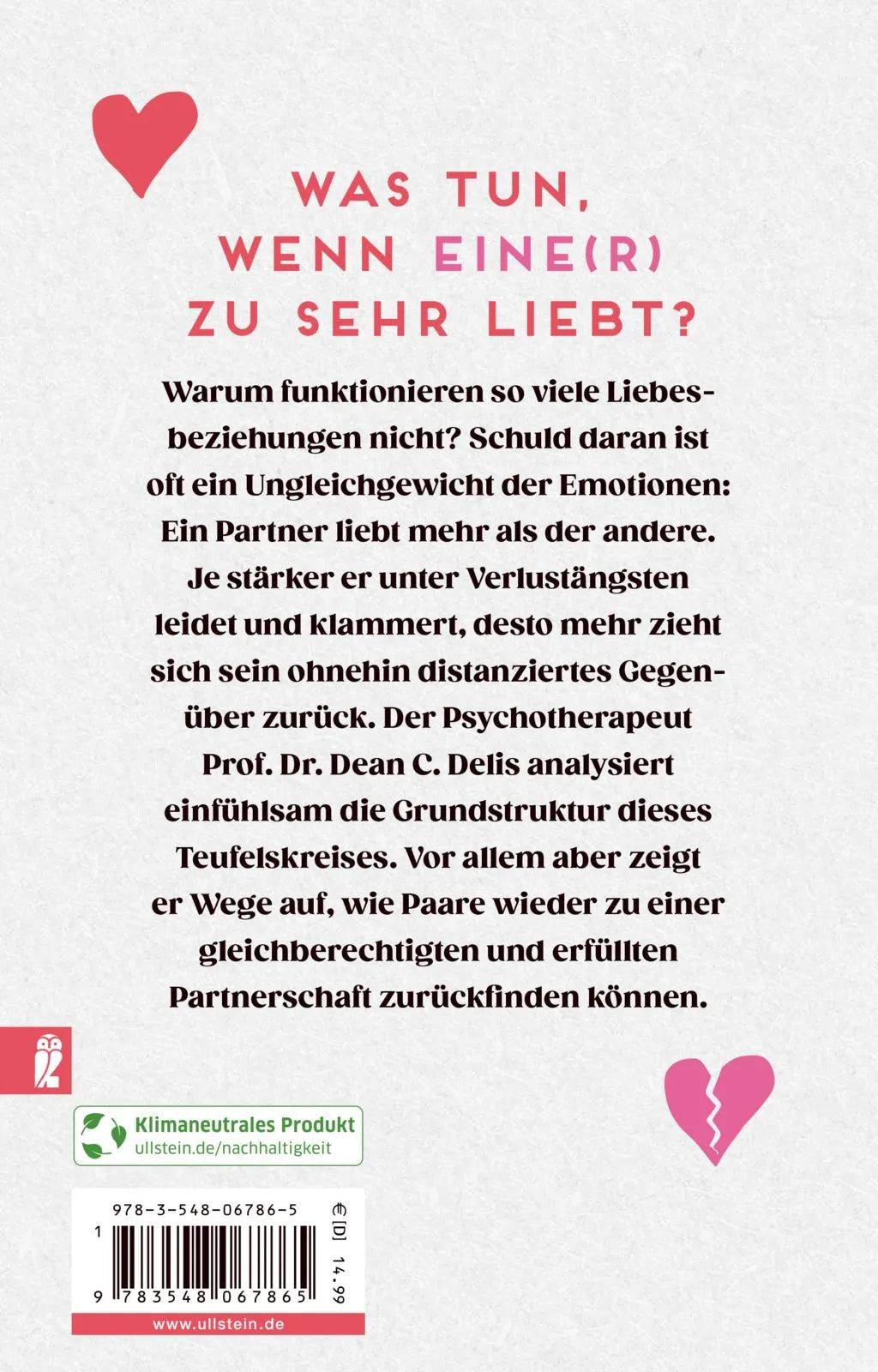 Buchrückseite von 'Ich lieb' dich nicht, wenn du mich liebst' mit Klappentext - Taschenbuch