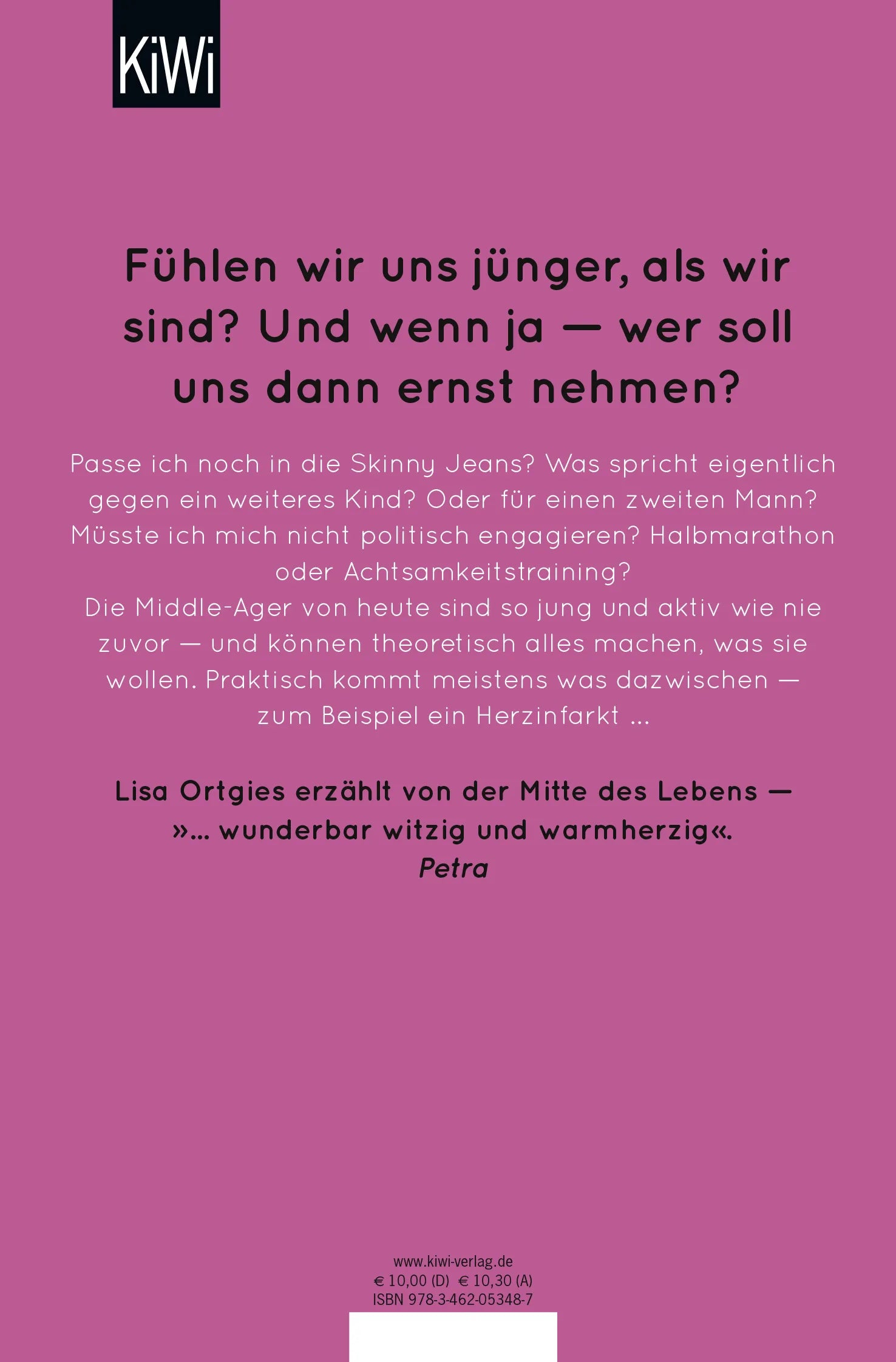 Buchrückseite von 'Ich möchte gern in Würde altern, aber doch nicht jetzt' mit Klappentext - Taschenbuch
