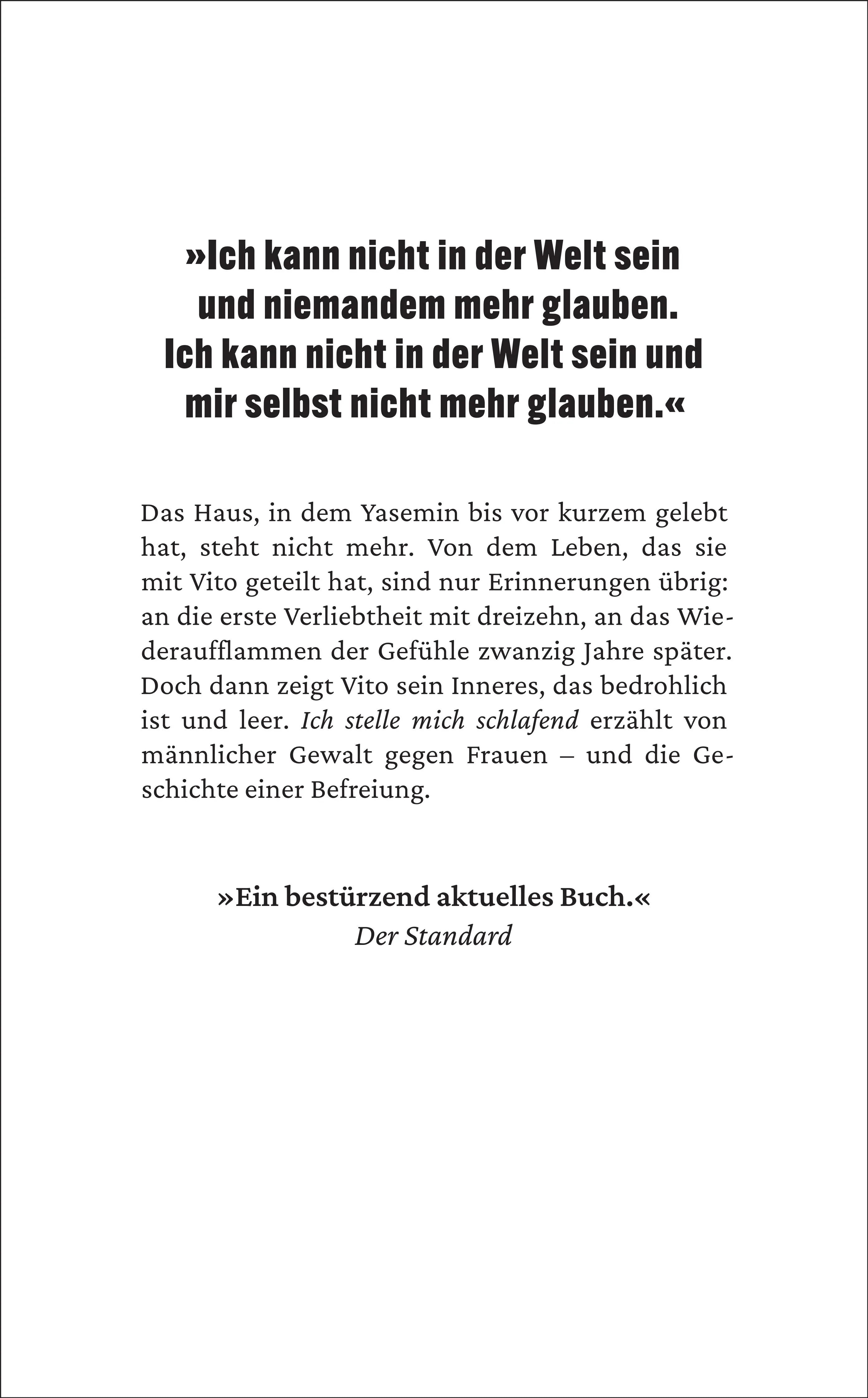 Buchrückseite von 'Ich stelle mich schlafend' mit Klappentext - Taschenbuch